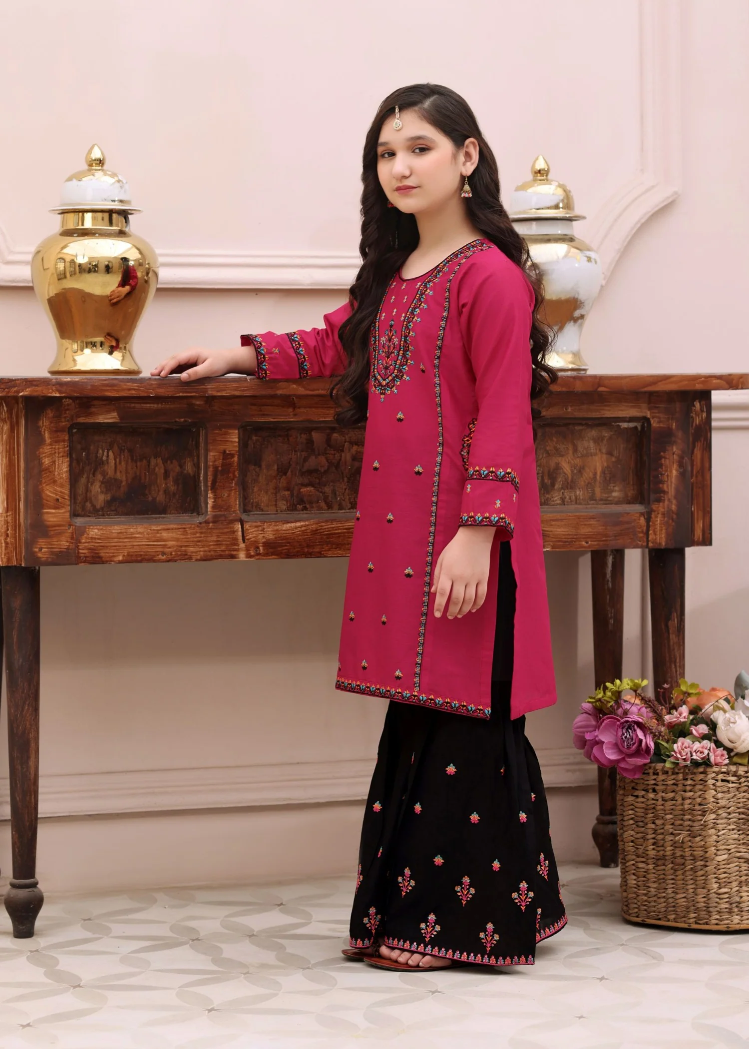 cotton Gharara in Pink - view 4