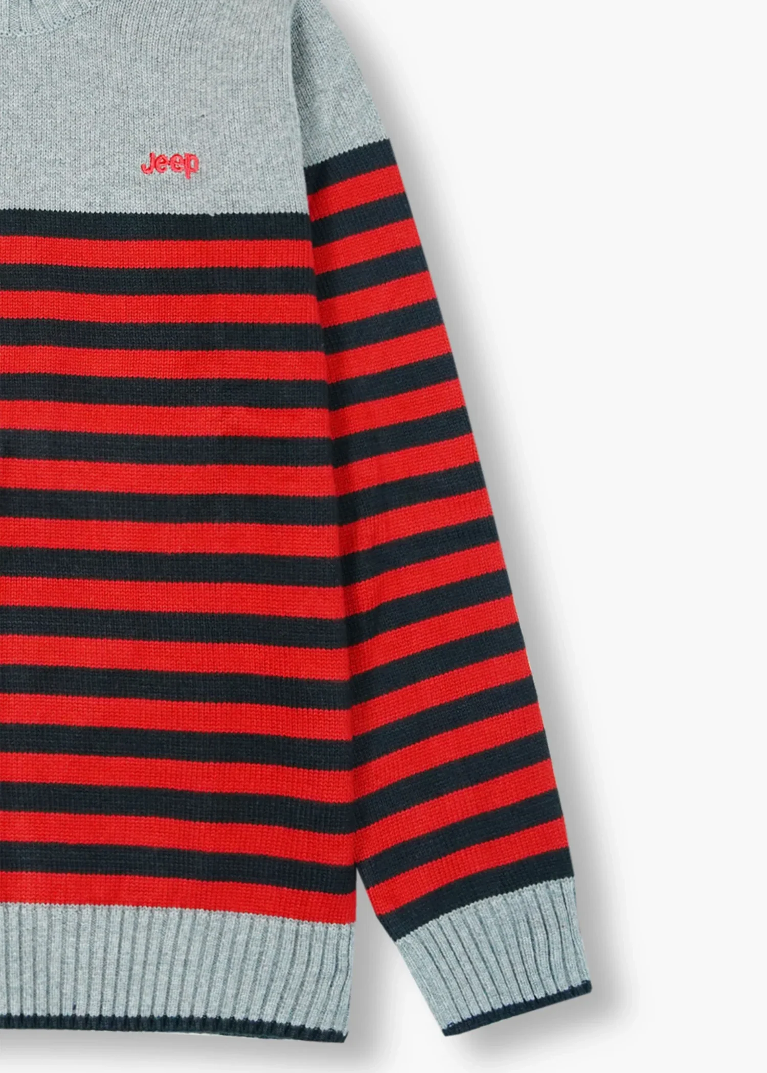 cotton Sweater in Grey, red - view 3