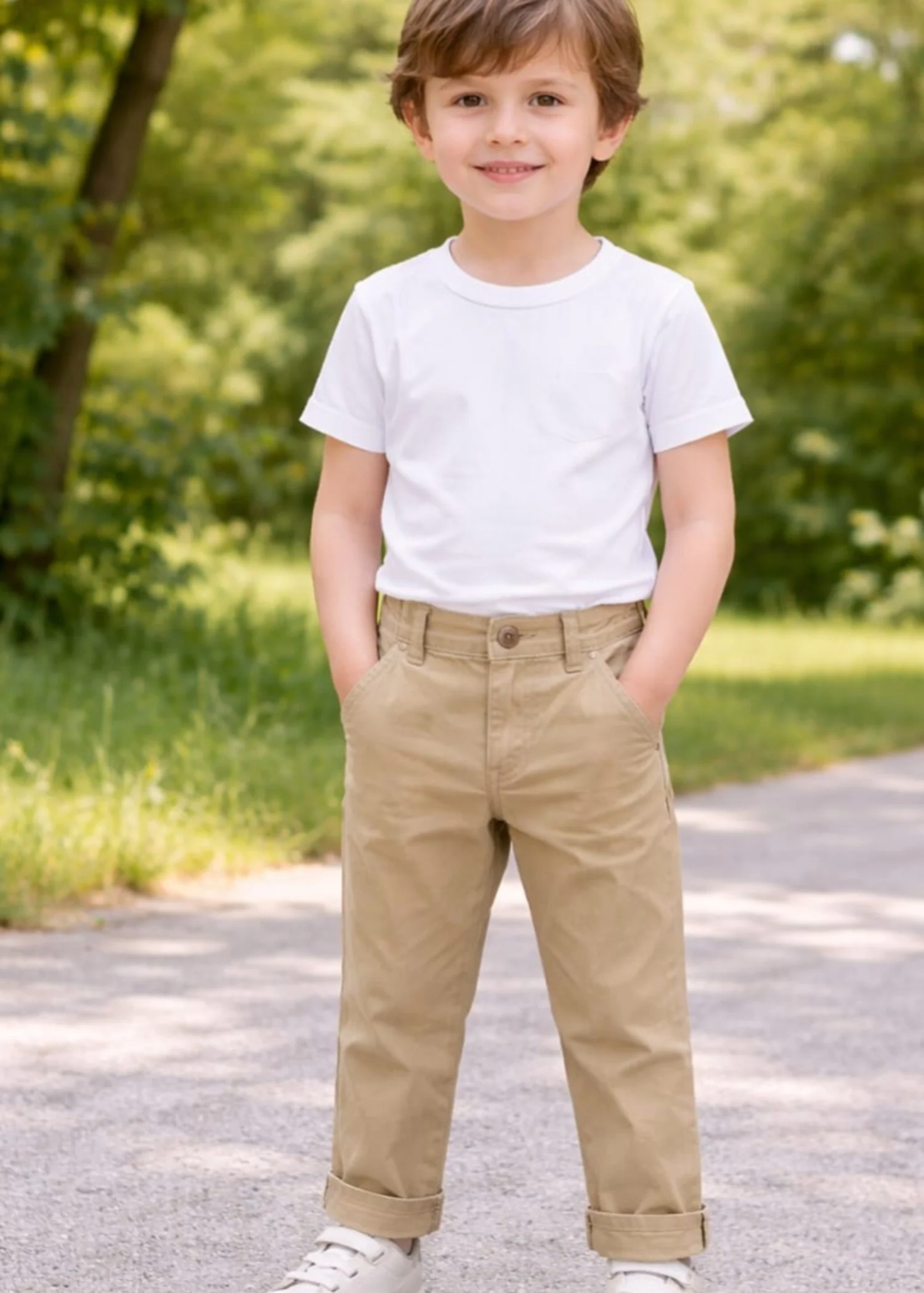 stretch denim Pants in Khaki brown