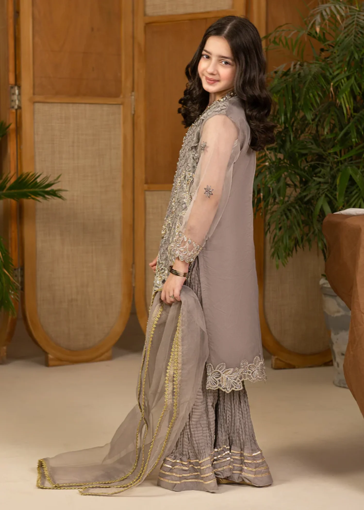 organza Gharara in Grey - view 2
