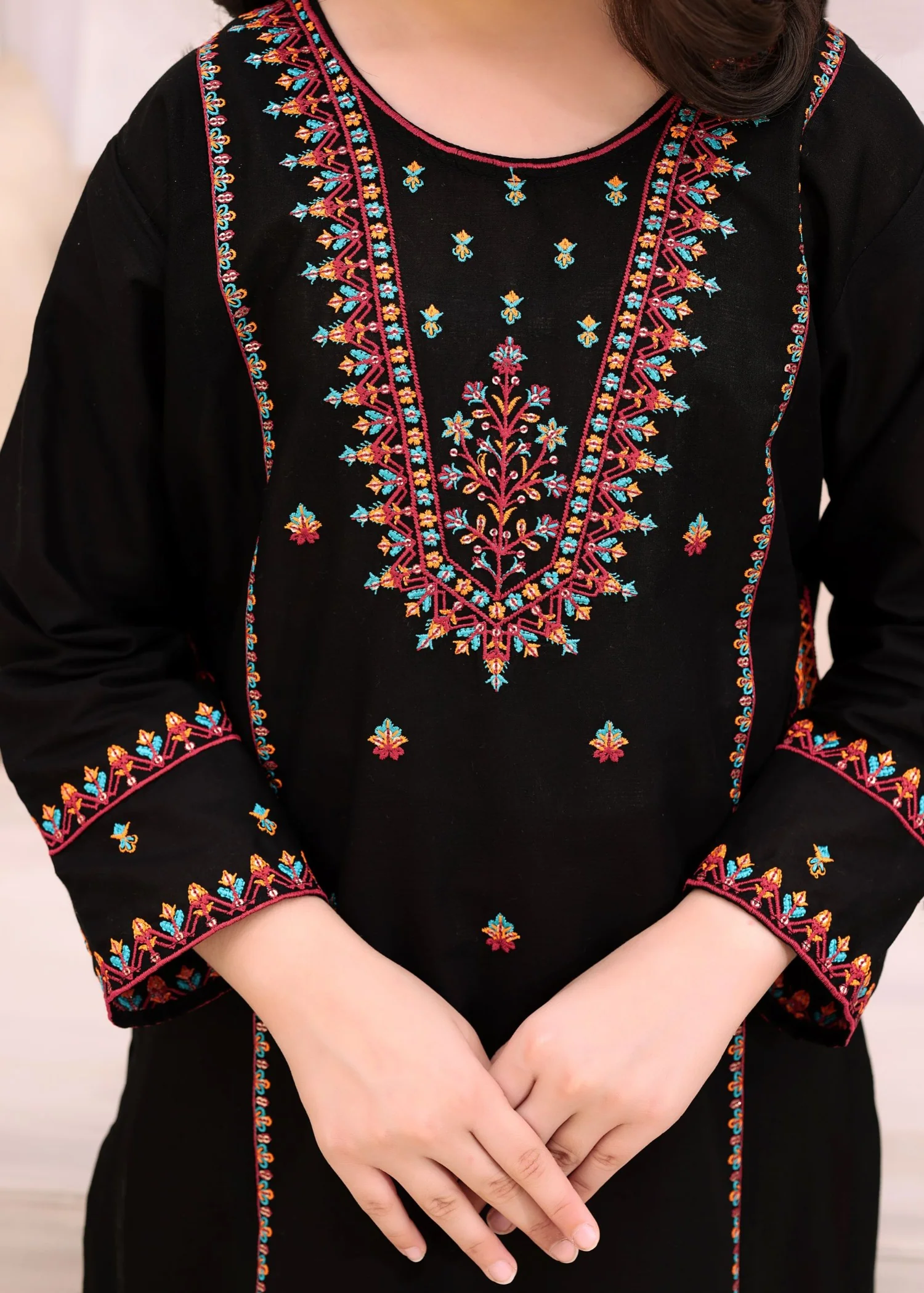 cotton Gharara in Black - view 5