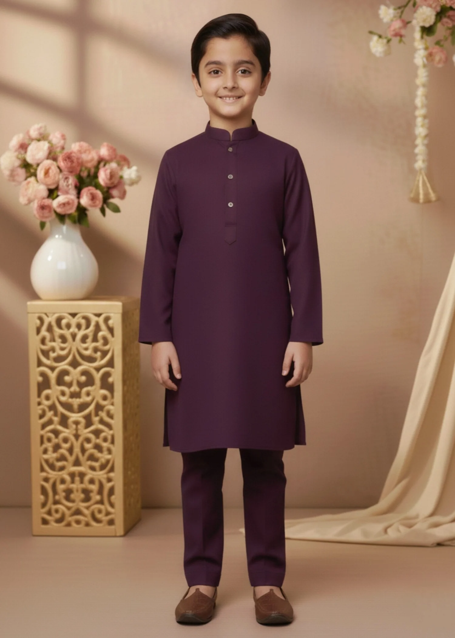 wash & wear Kurta Set in Deep purple - view 5