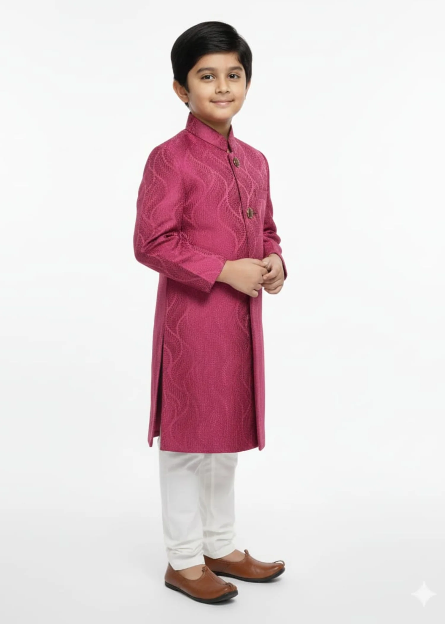 jamawar Sherwani in Cherry red