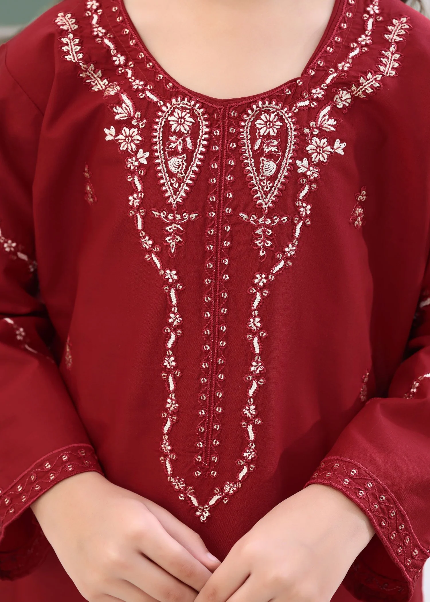 lawn Kurta Set in Red - view 7