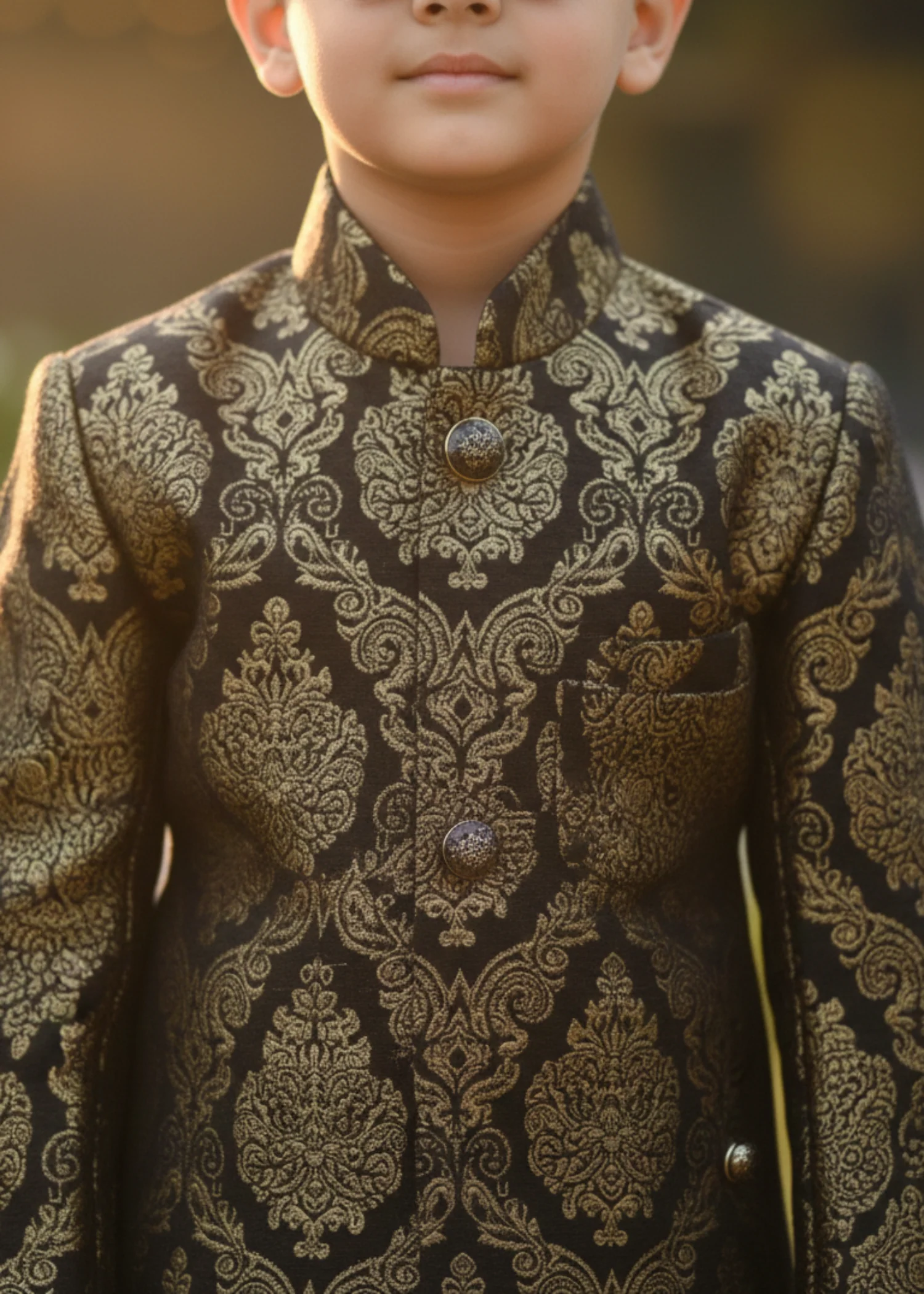 jamawar Sherwani in Black - view 8