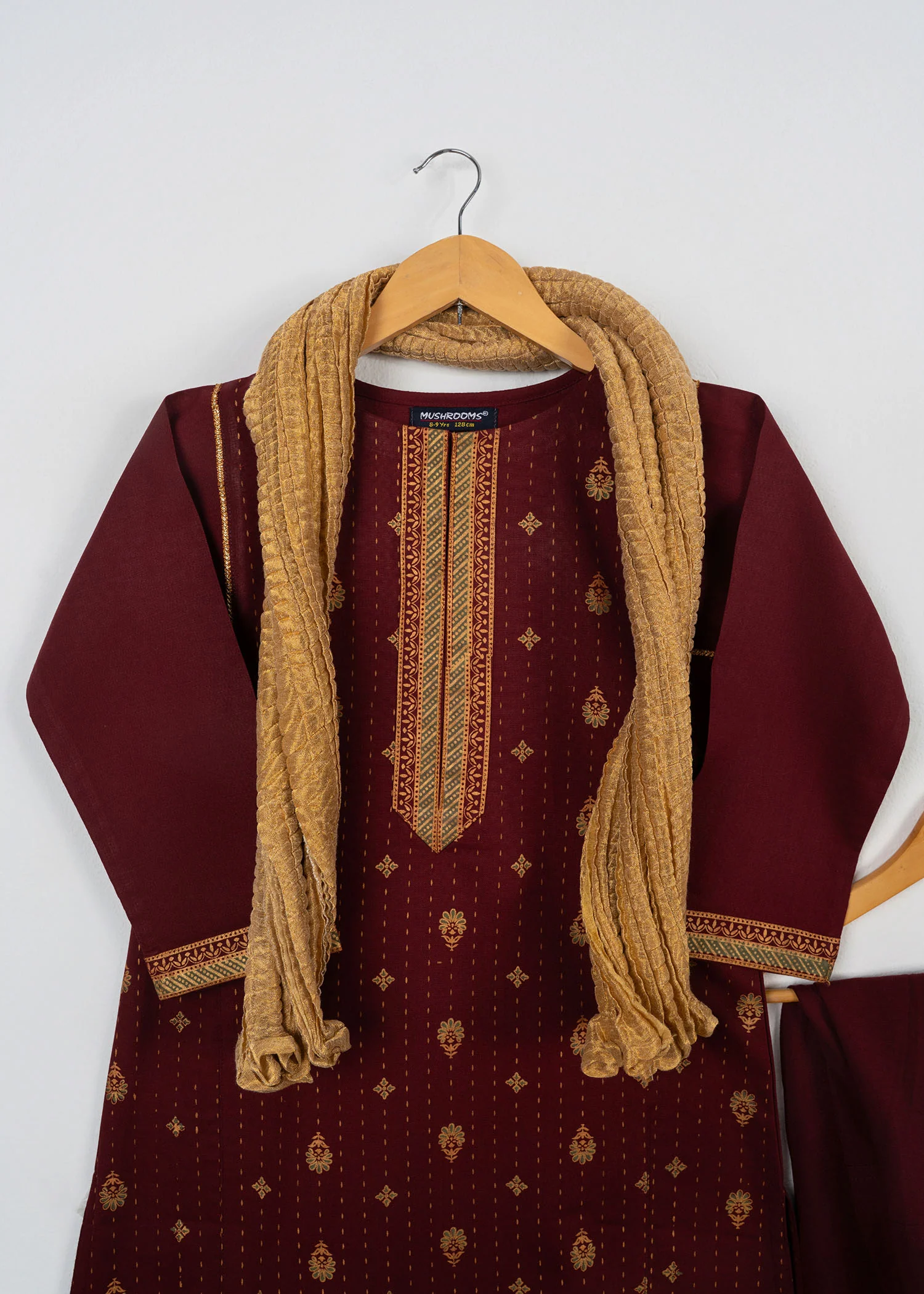 khaddar Kurta Set in Maroon - view 2