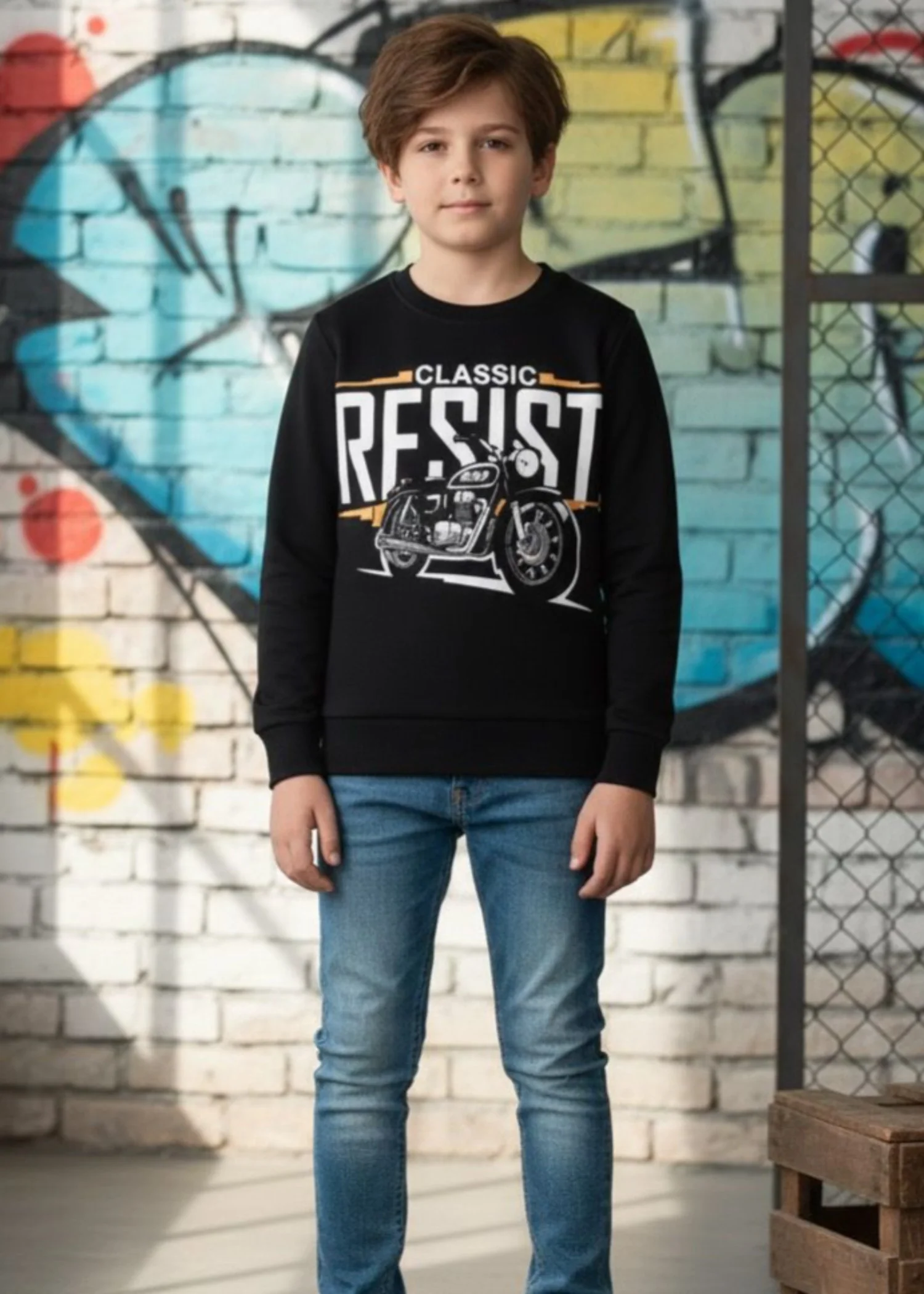 fleece Sweatshirt in Black