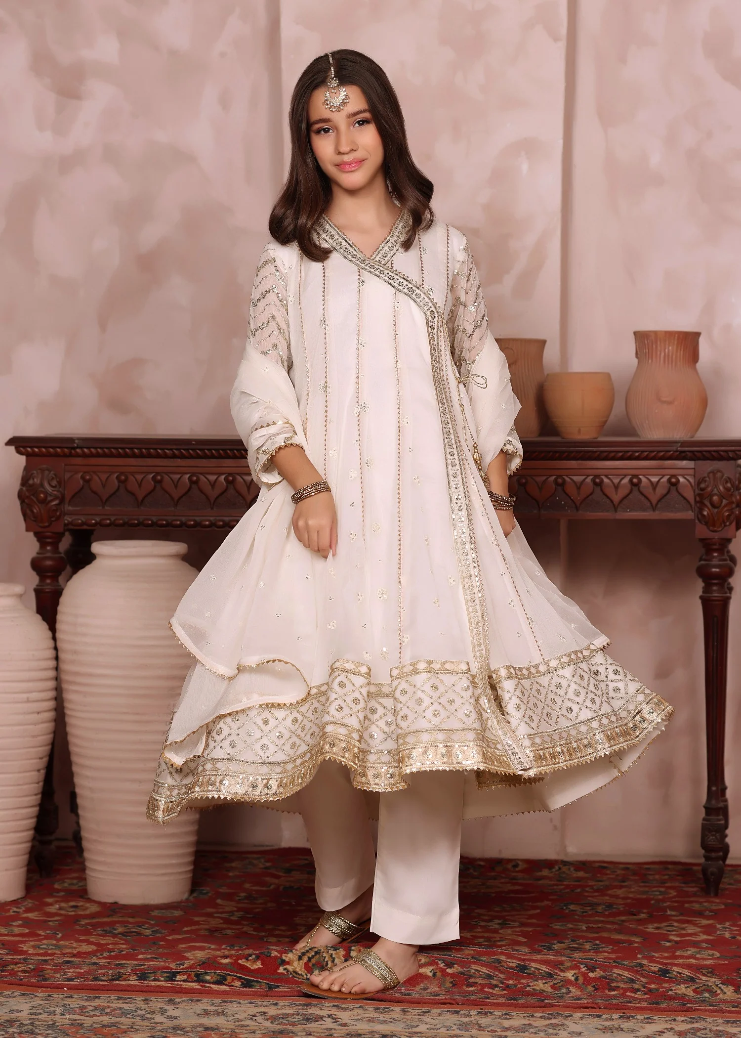 chiffon Angrakha in Off-white - view 4
