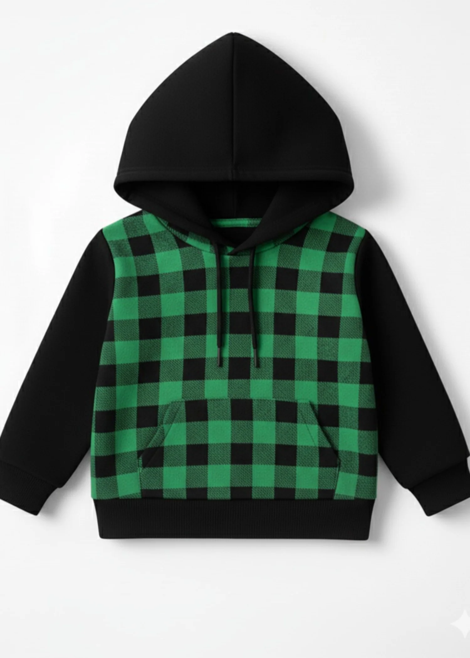 fleece Hoodie in Black, sea green