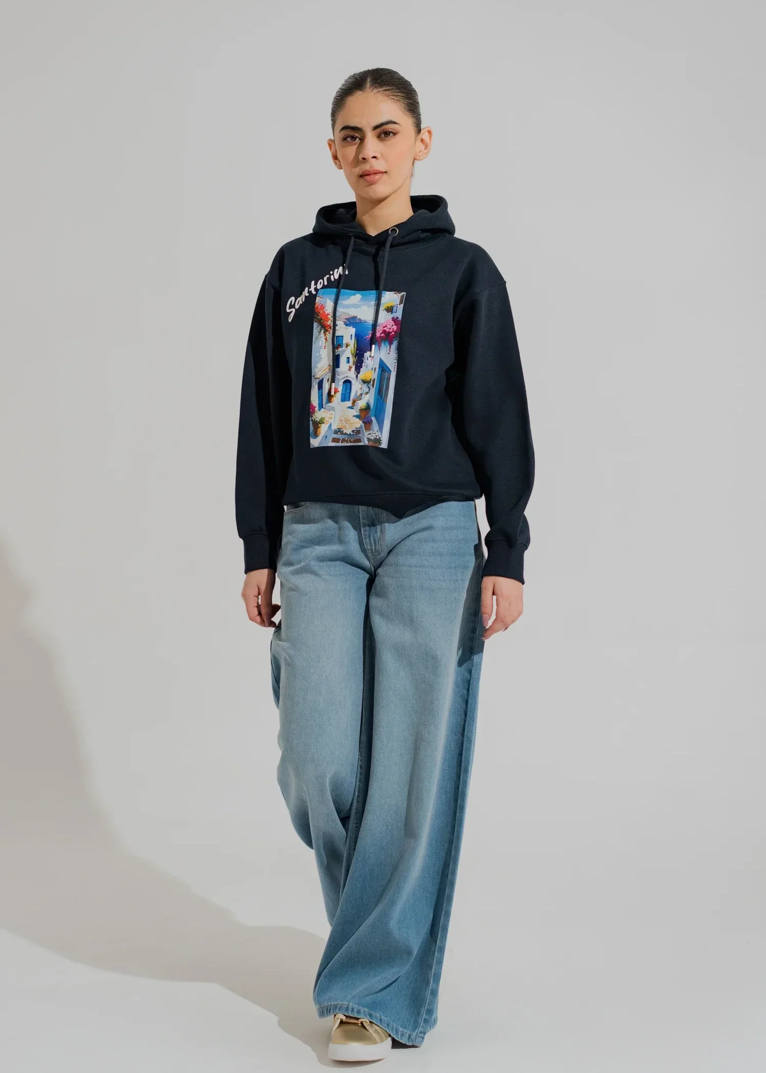 fleece Hoodie in Navy blue