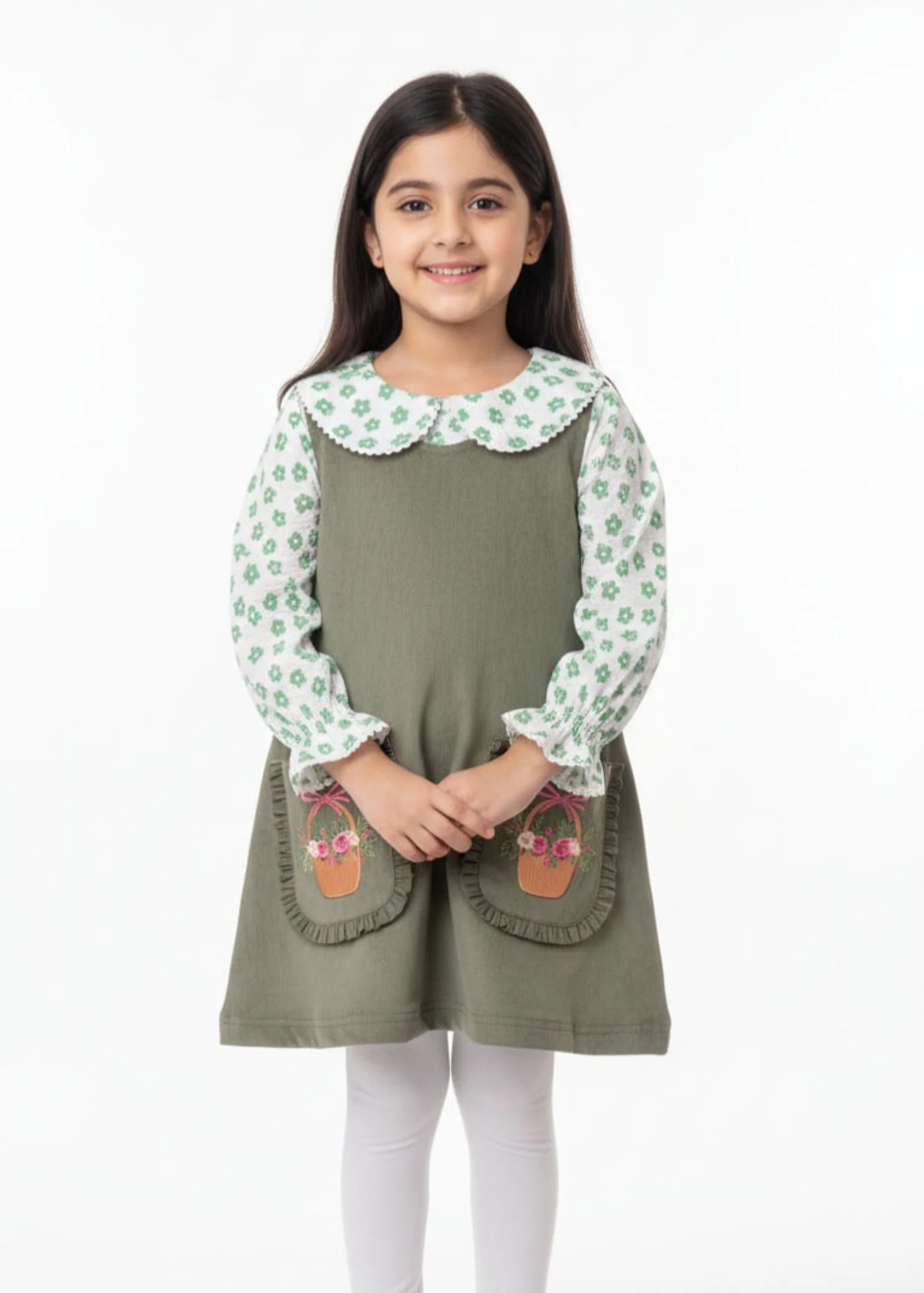 corduroy Frock in Olive green