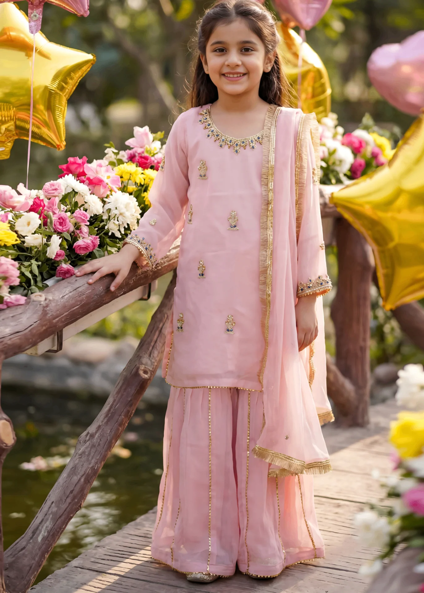 chiffon Sharara in Baby pink