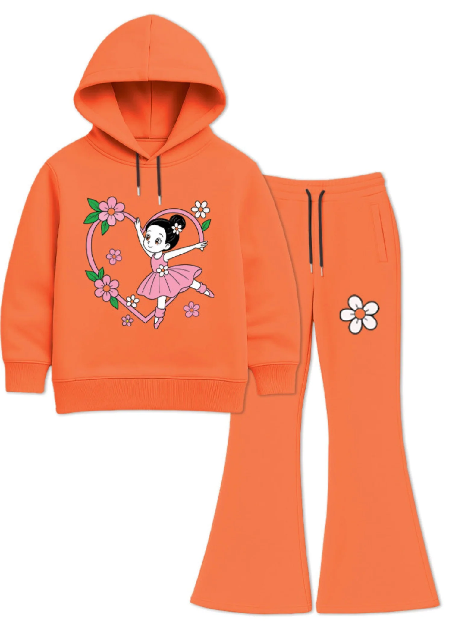 fleece Hoodie in Orange - view 4
