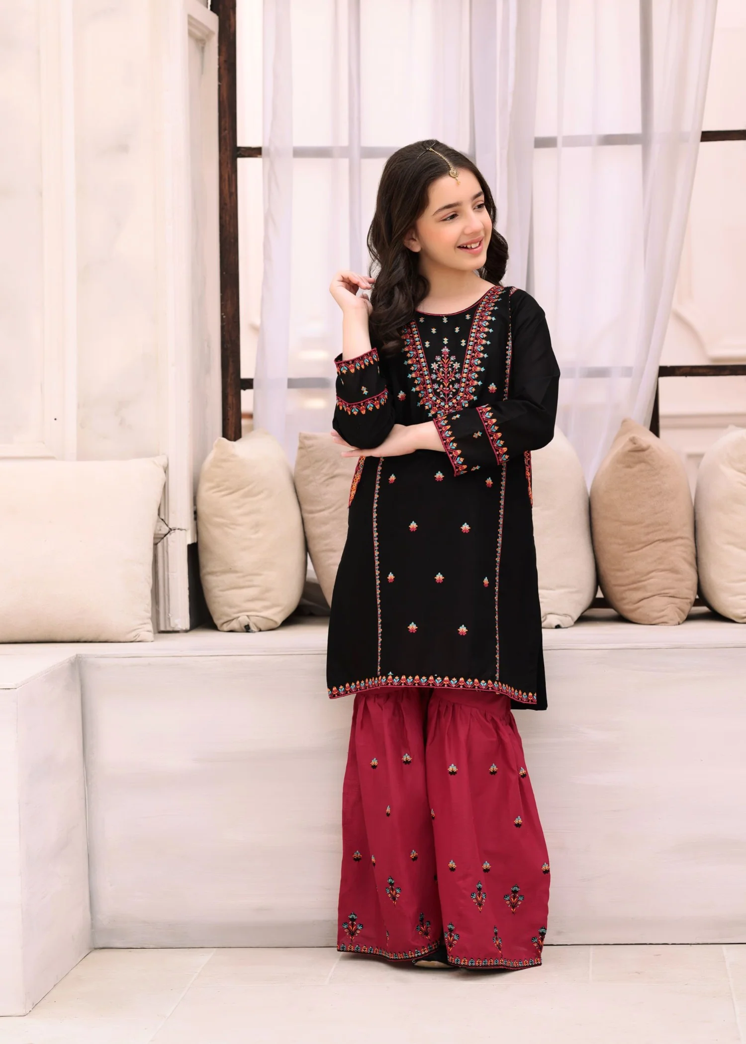 cotton Gharara in Black - view 2