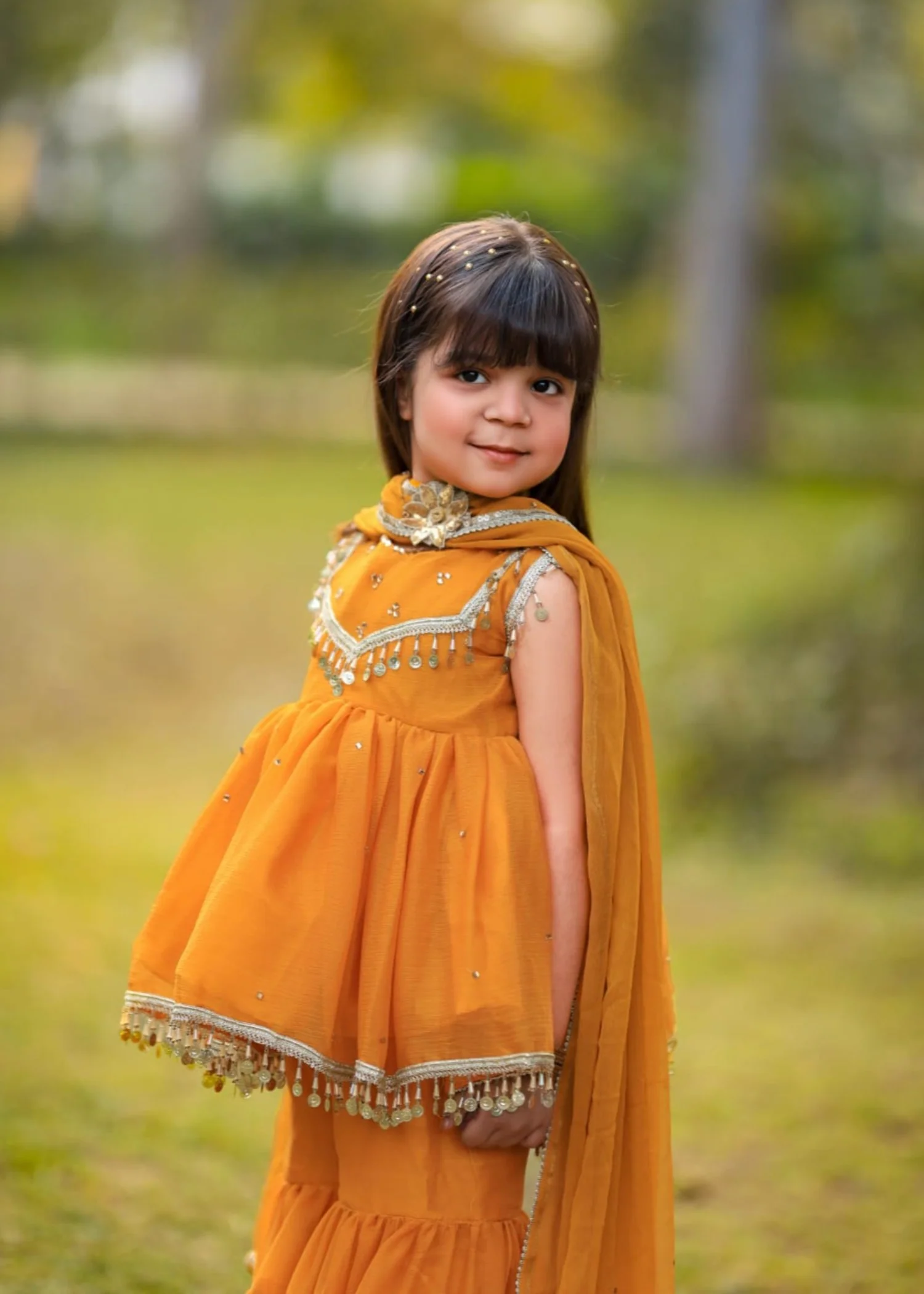 chiffon Gharara in Mari gold - view 2