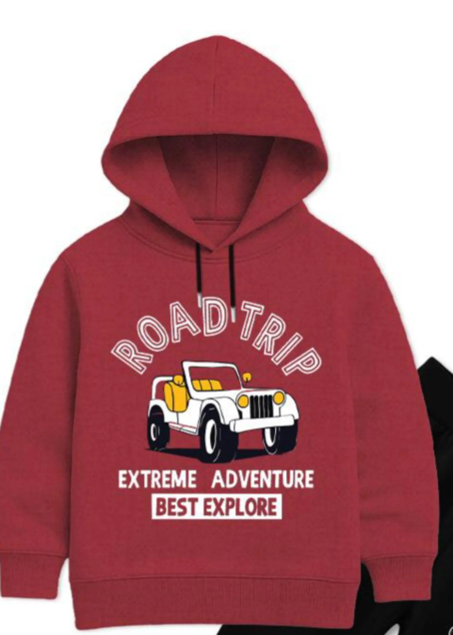 fleece Tracksuit in Black, persian red - view 2