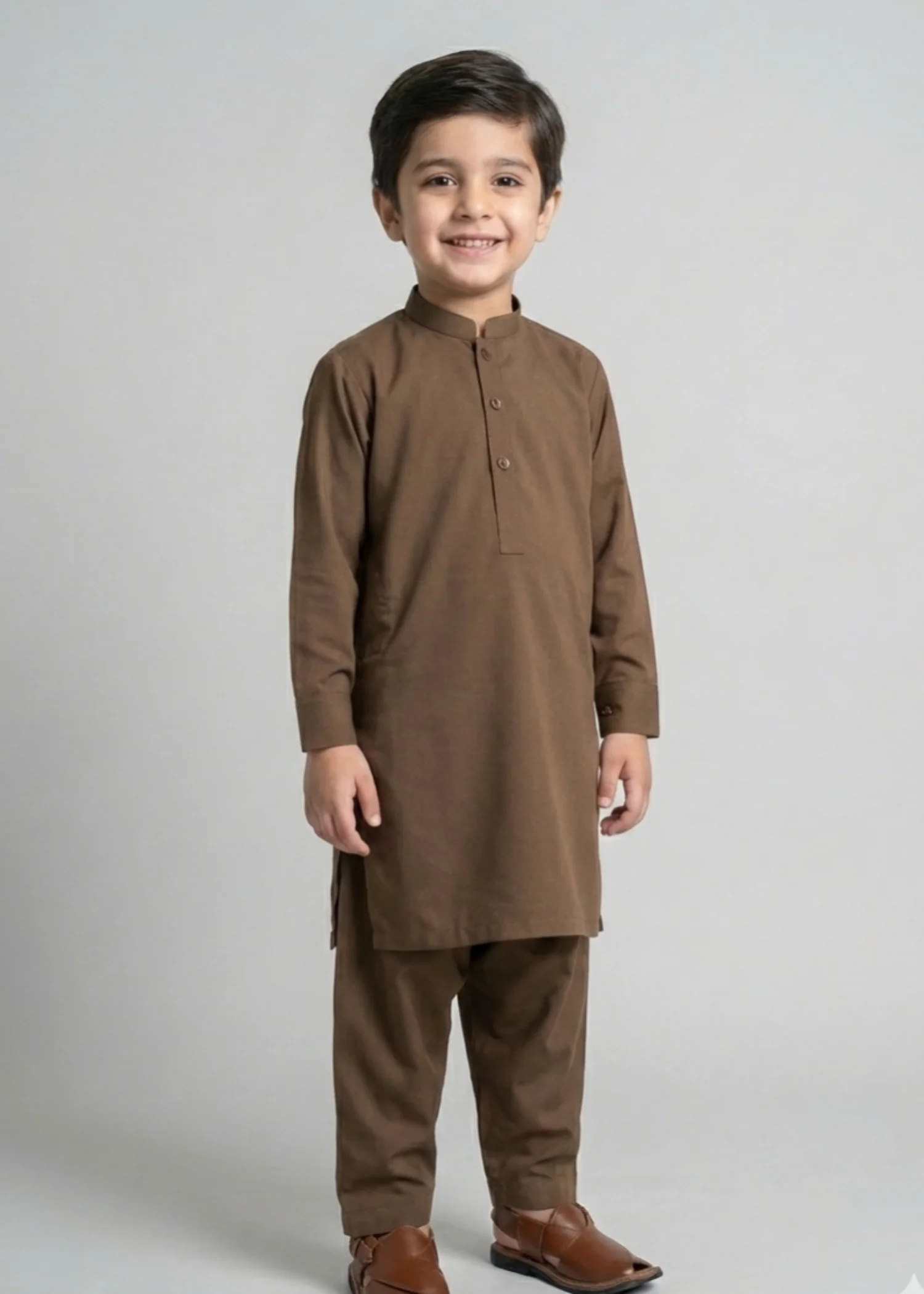 wash & wear Kurta Set in Brown - view 2