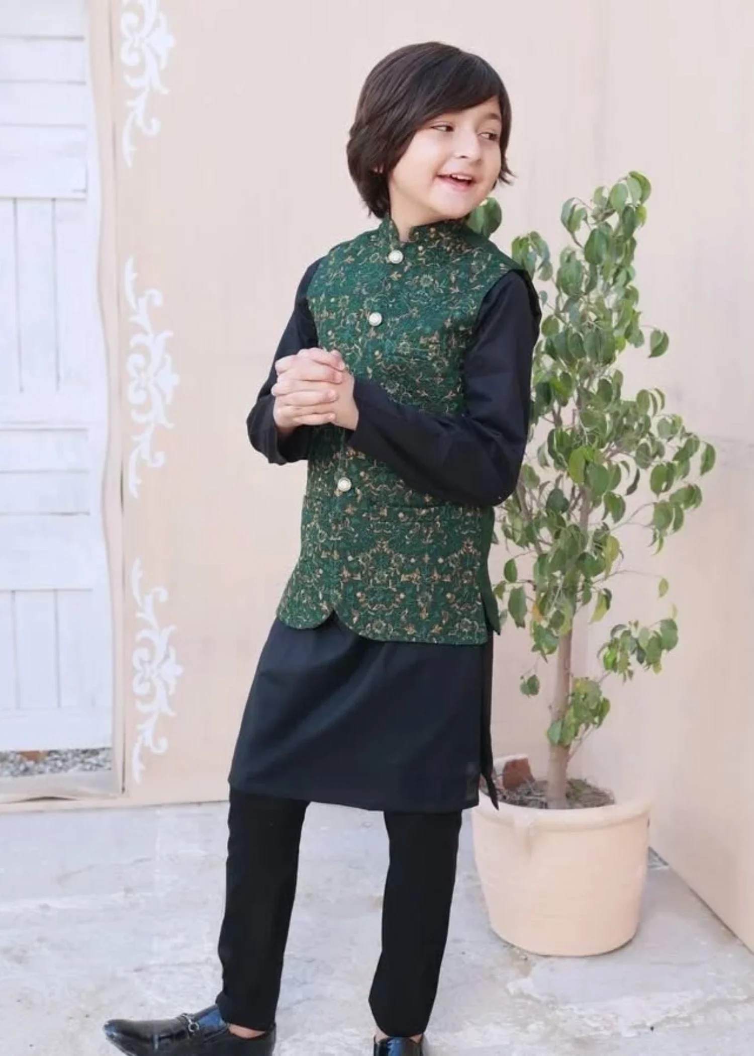 jamawar Waistcoat in Green