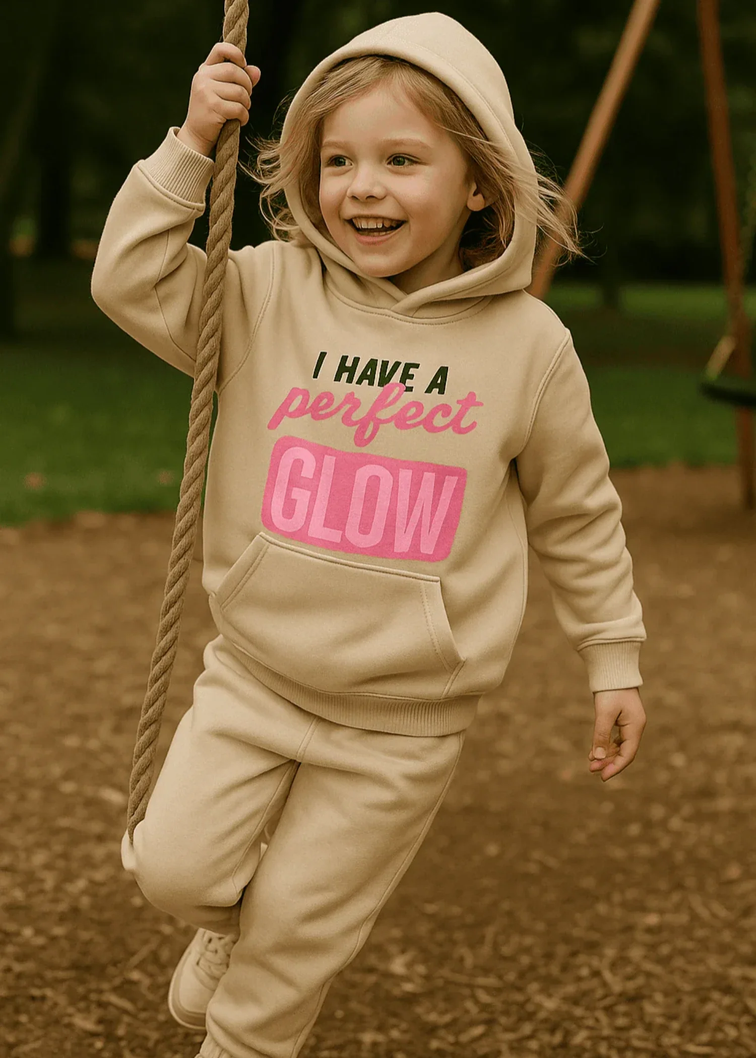 polycotton Hoodie in Beige - view 2