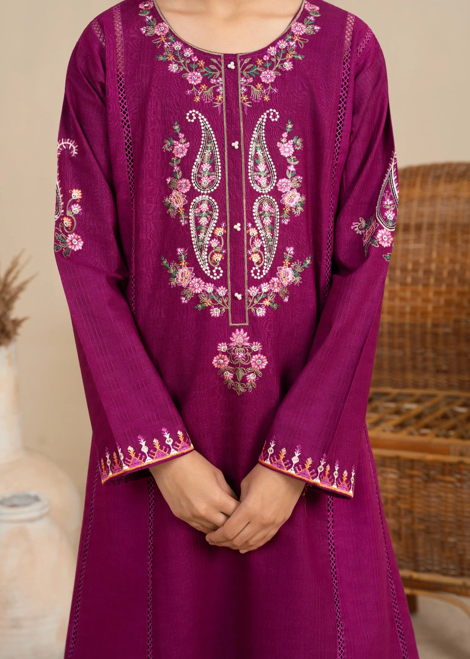 cambric Short Frock in Magenta - view 3
