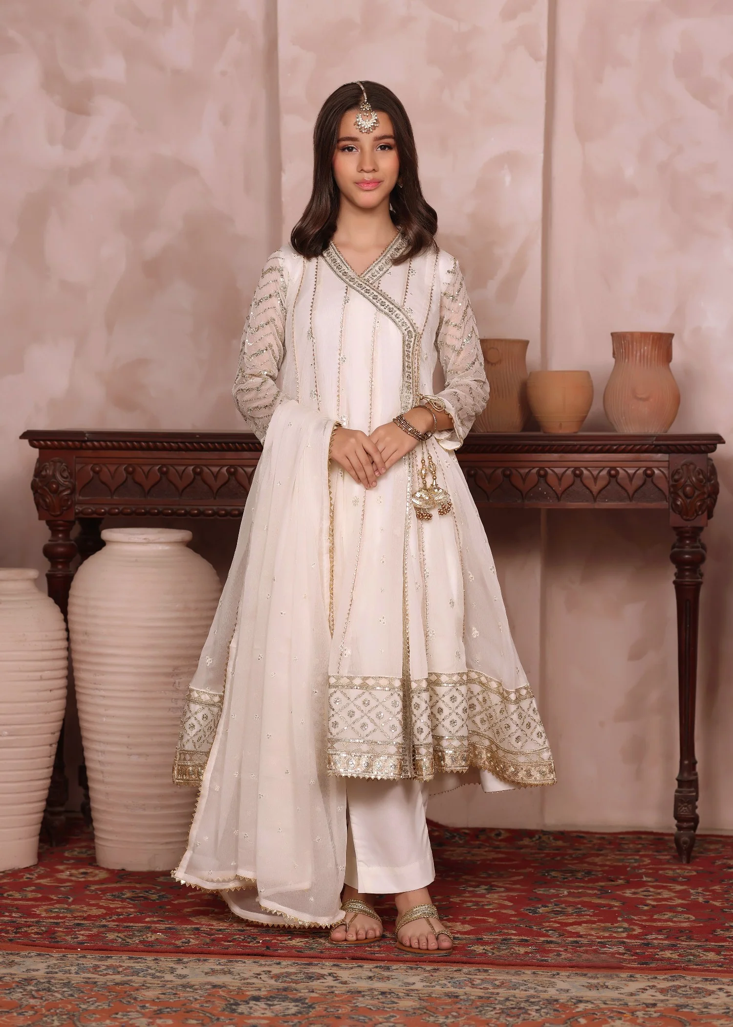 chiffon Angrakha in Off-white - view 3