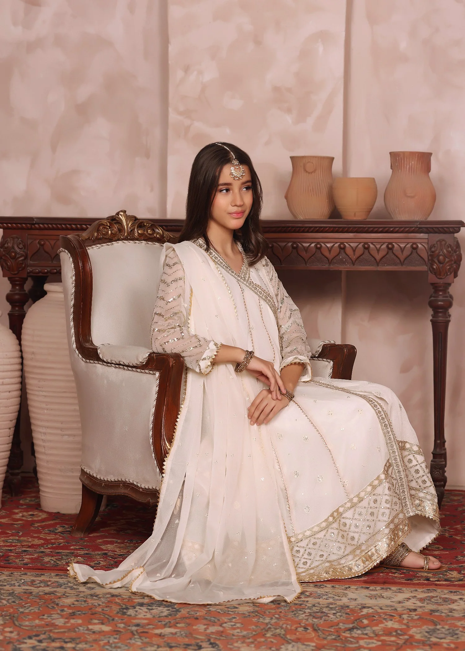 chiffon Angrakha in Off-white - view 2