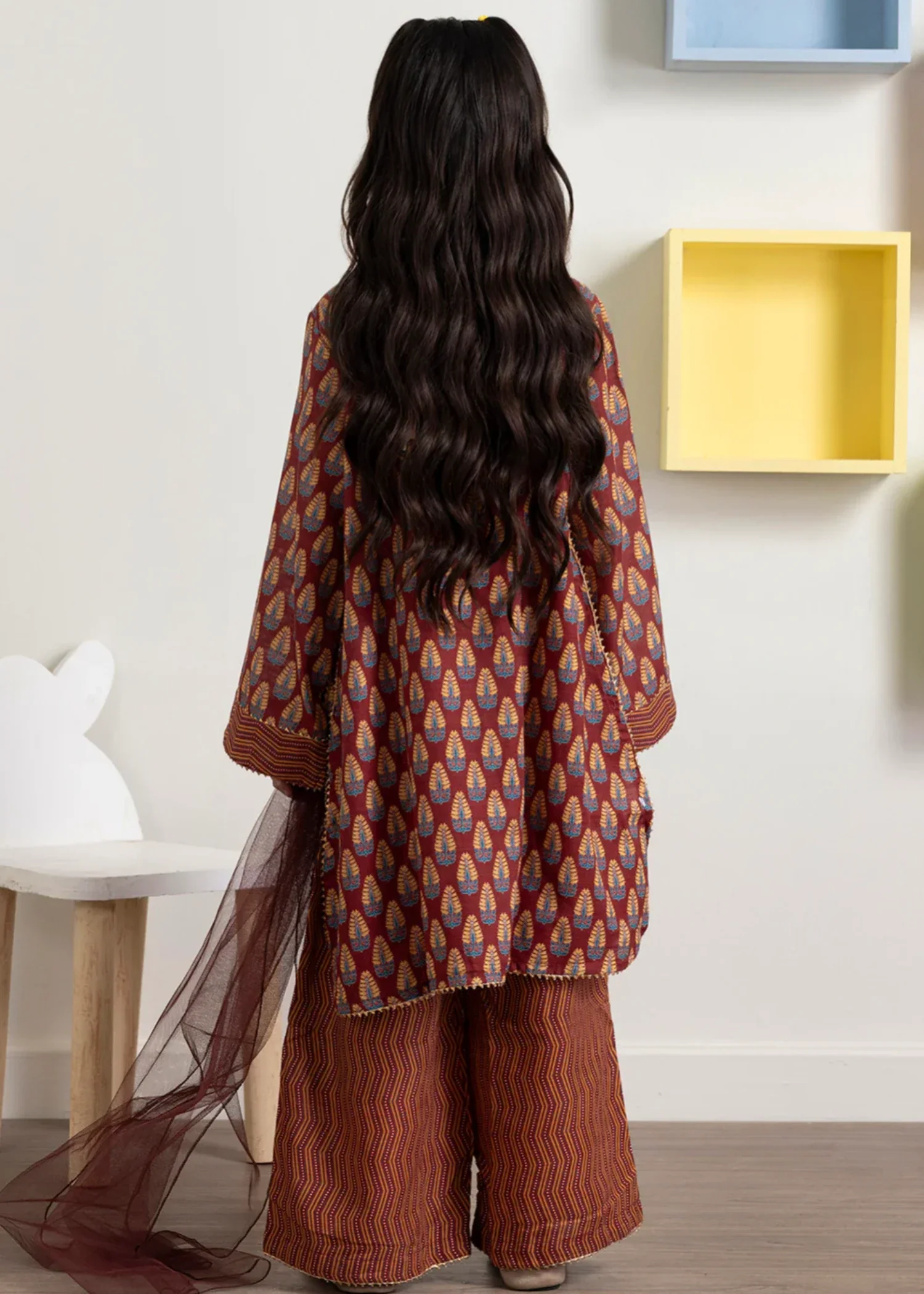 khaddar Kurta Set in Brown - view 3