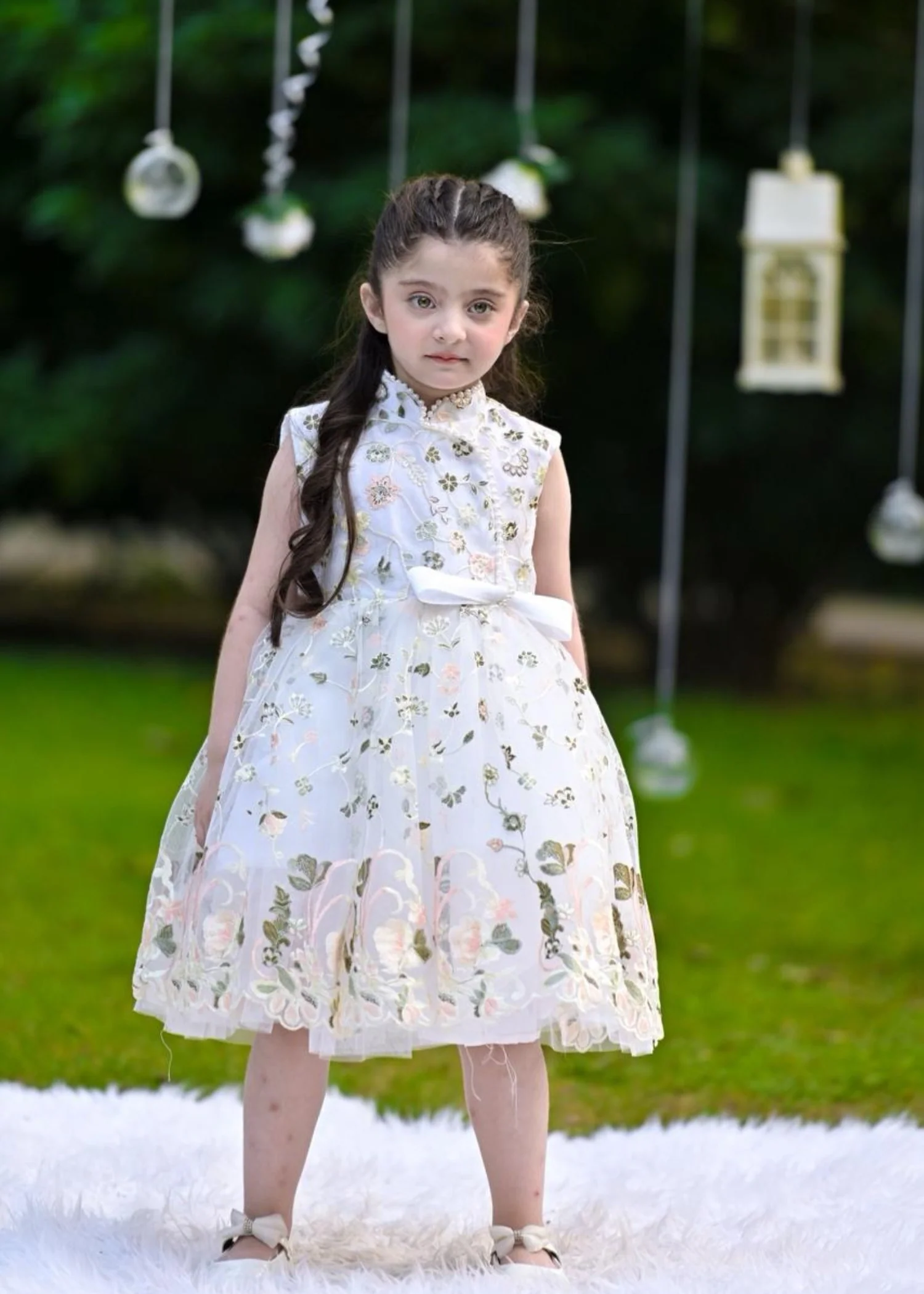 net Frock in White - view 2