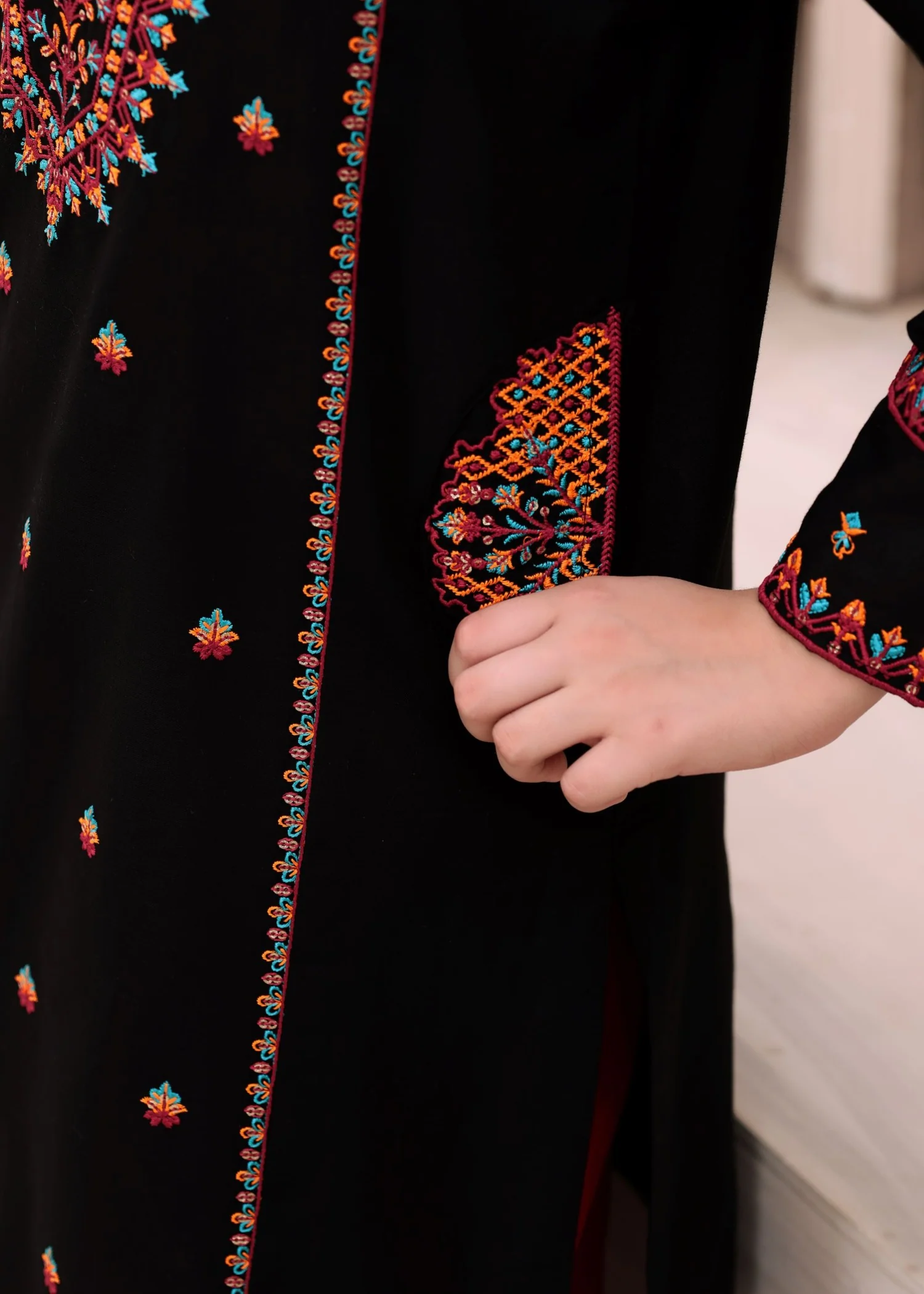 cotton Gharara in Black - view 6