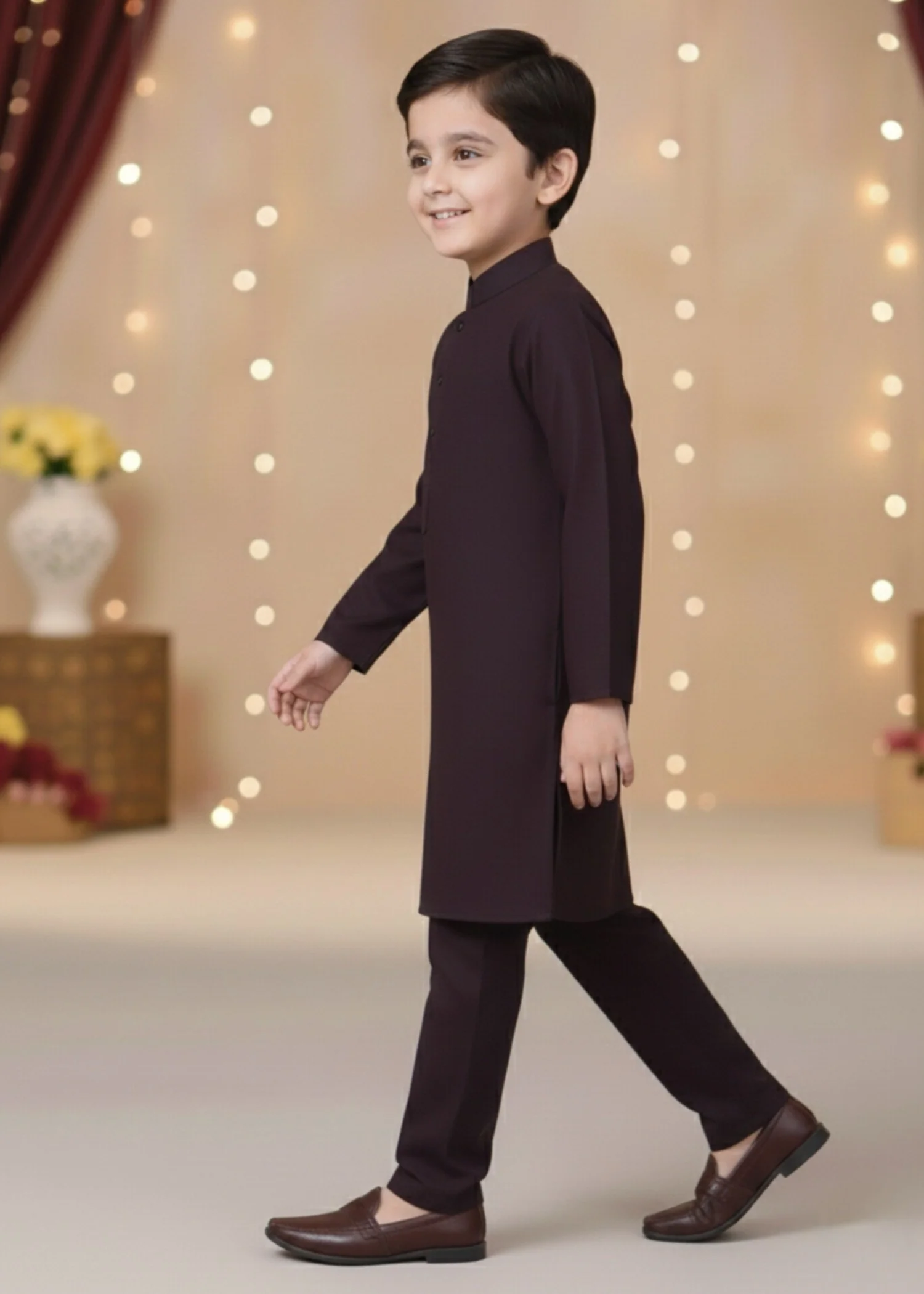 wash & wear Kurta Set in Coffee brown - view 2