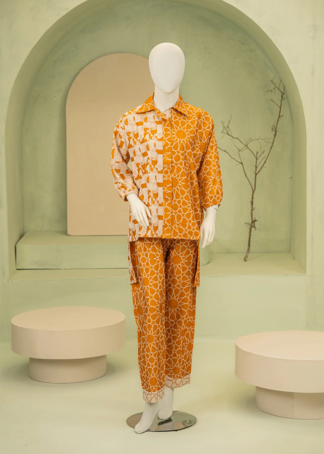 jacquard viscose Co Ord Sets in Mellow yellow, mari gold - view 2