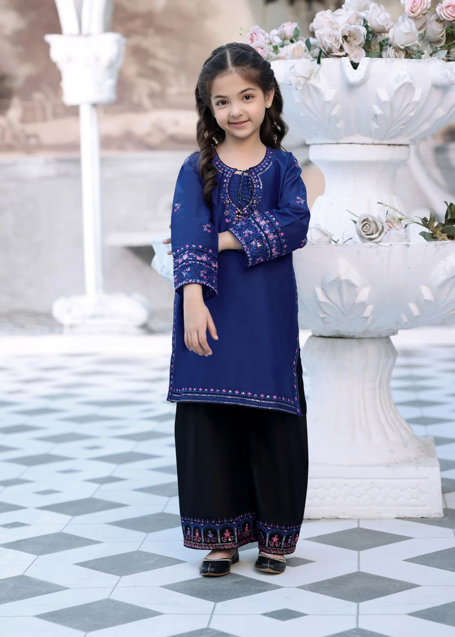 cotton Kurta Set in Dark blue - view 2