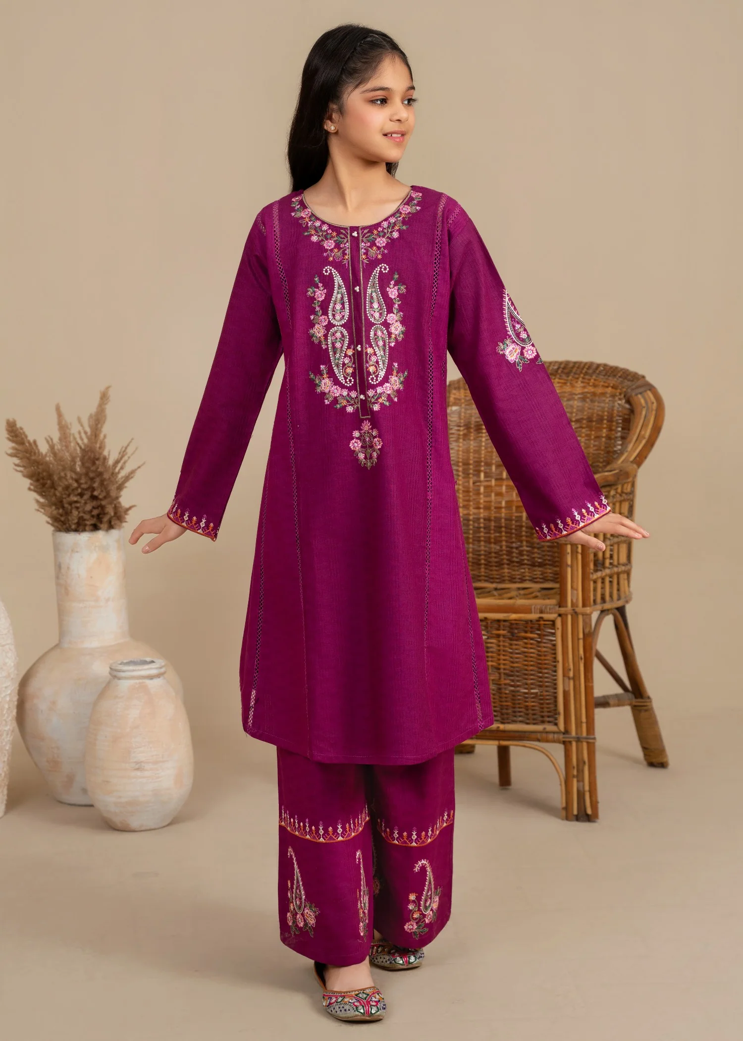cambric Short Frock in Magenta