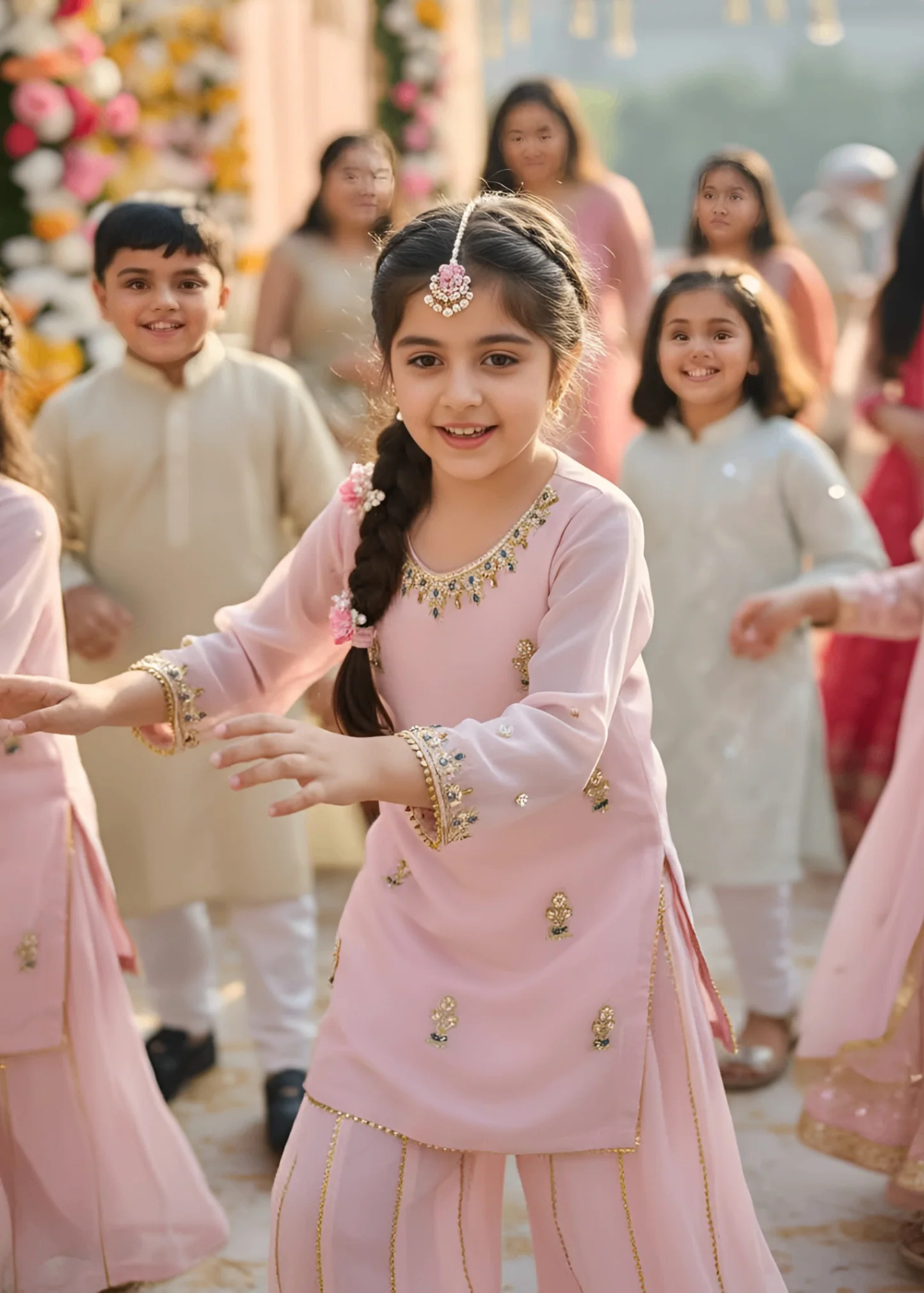 chiffon Sharara in Baby pink - view 4