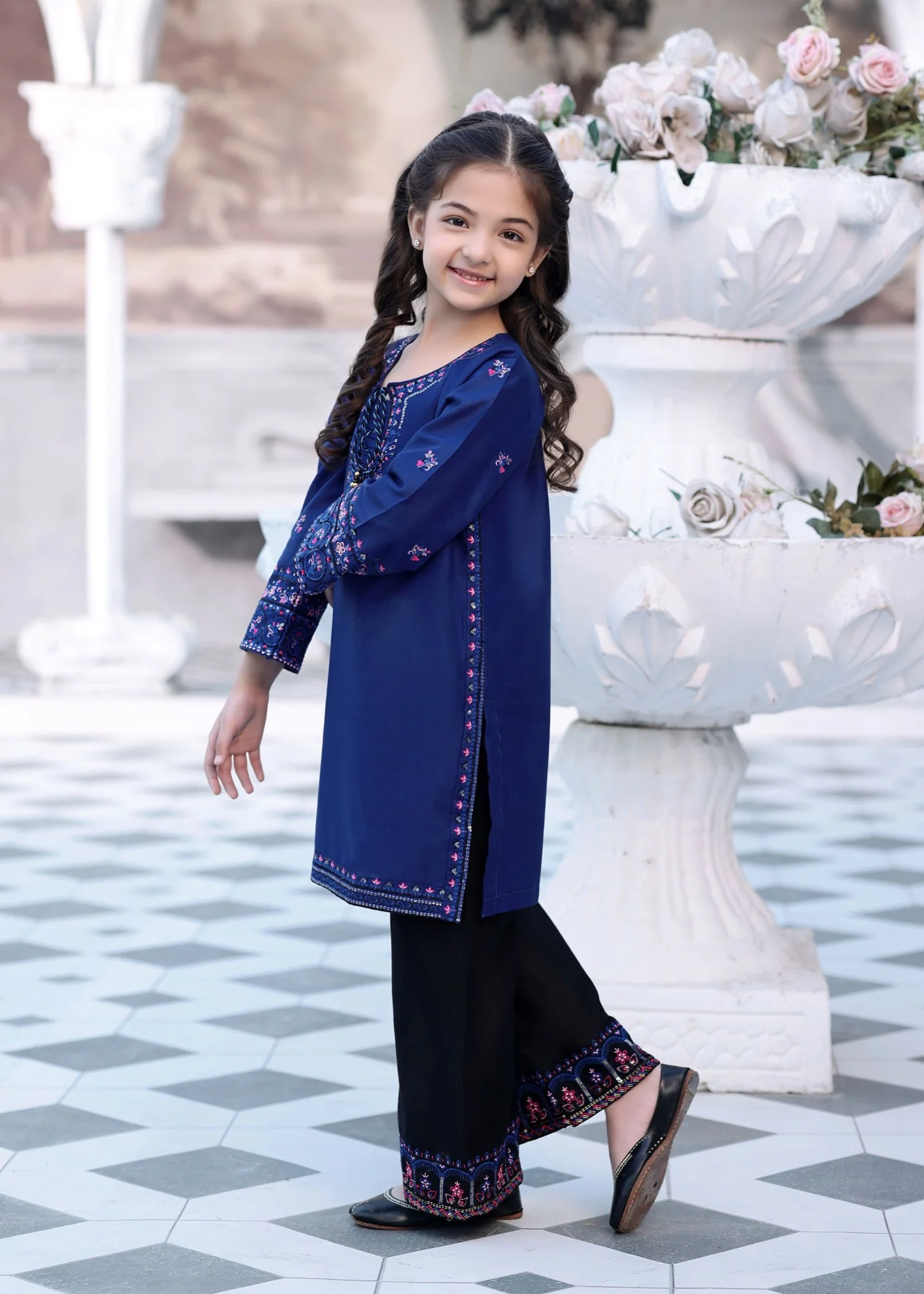 cotton Kurta Set in Dark blue - view 3