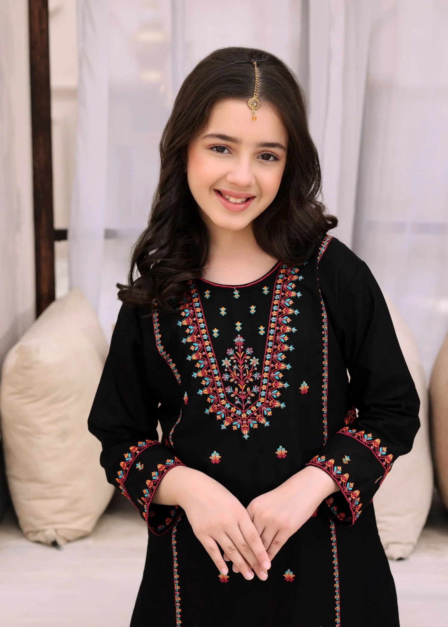 cotton Gharara in Black - view 4