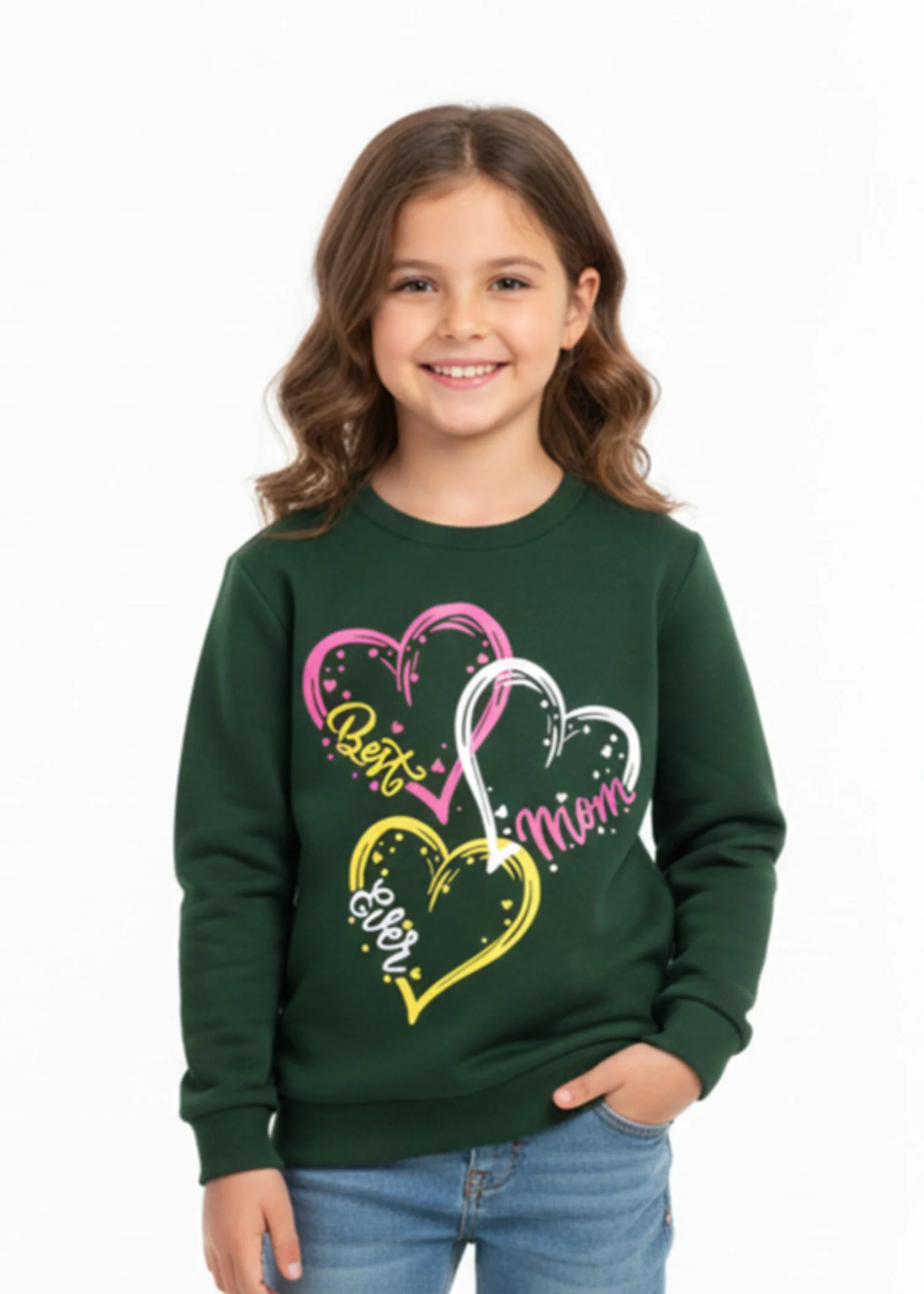 fleece Sweatshirt in Dark green