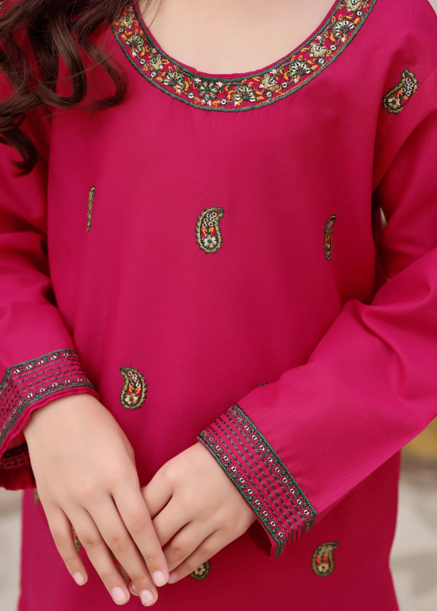 cotton Kurta Set in Pink - view 5