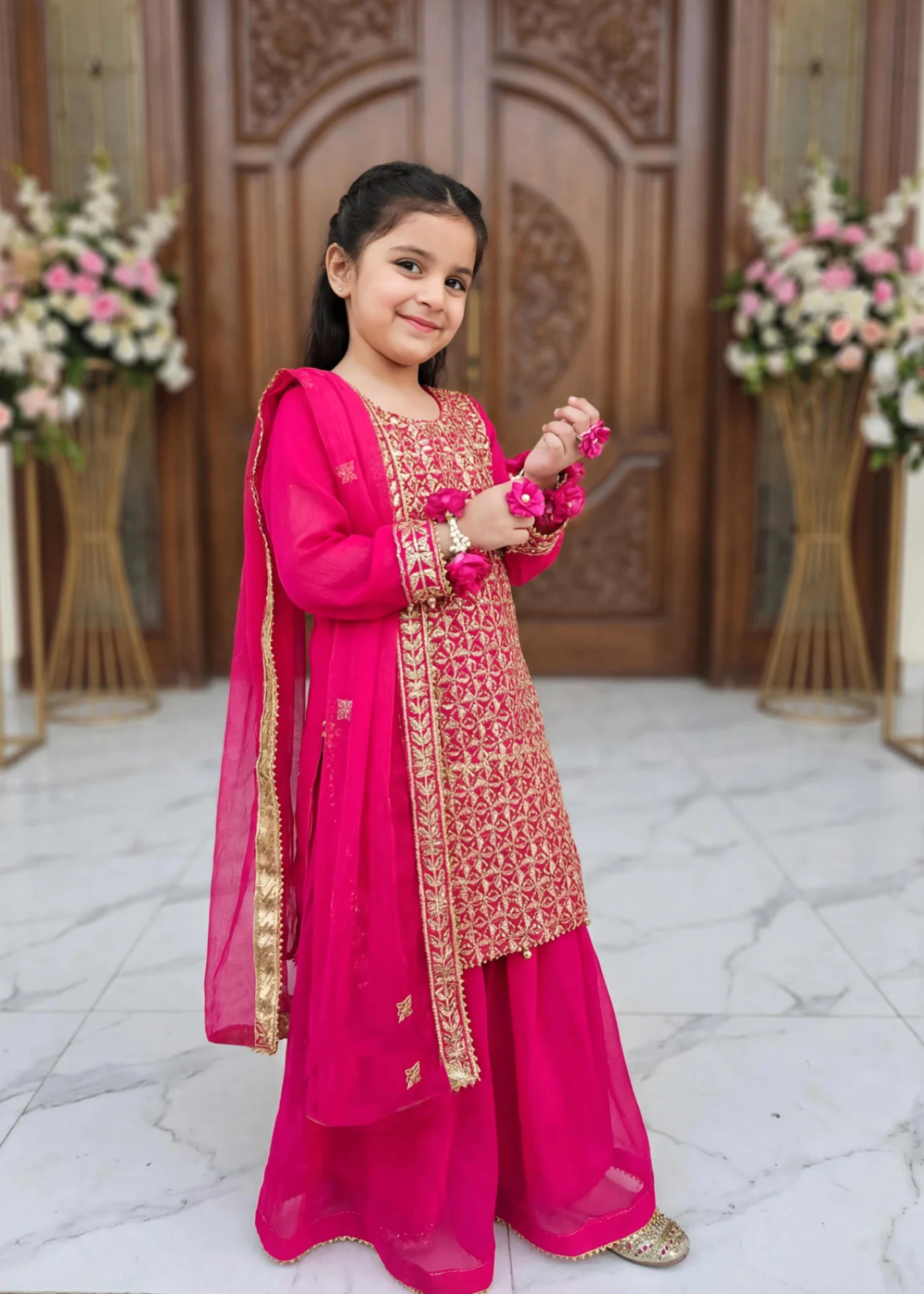 chiffon Sharara in Shocking pink - view 5