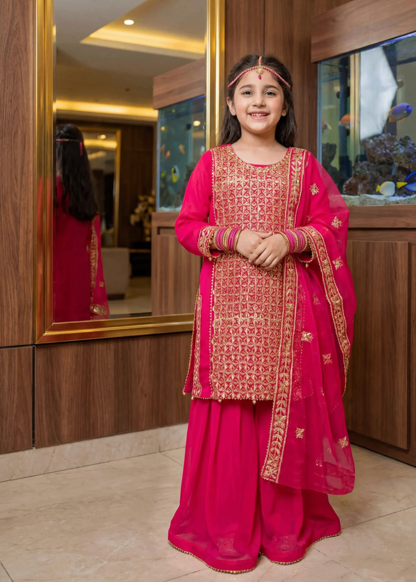 chiffon Sharara in Shocking pink - view 4
