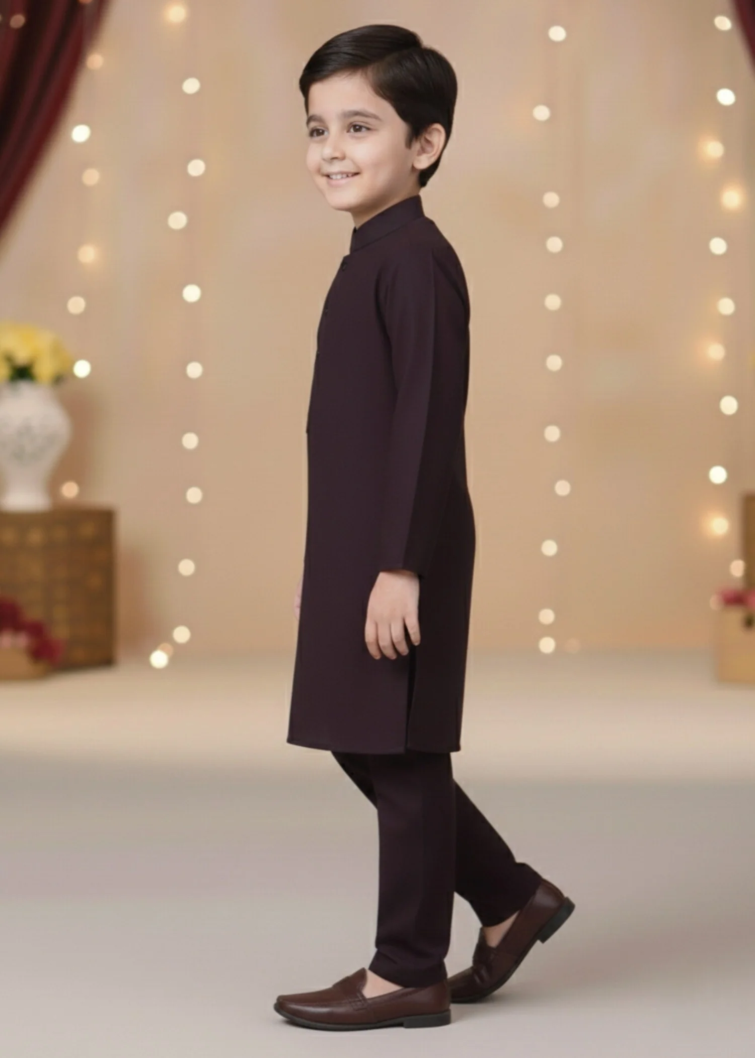 wash & wear Kurta Set in Coffee brown - view 3