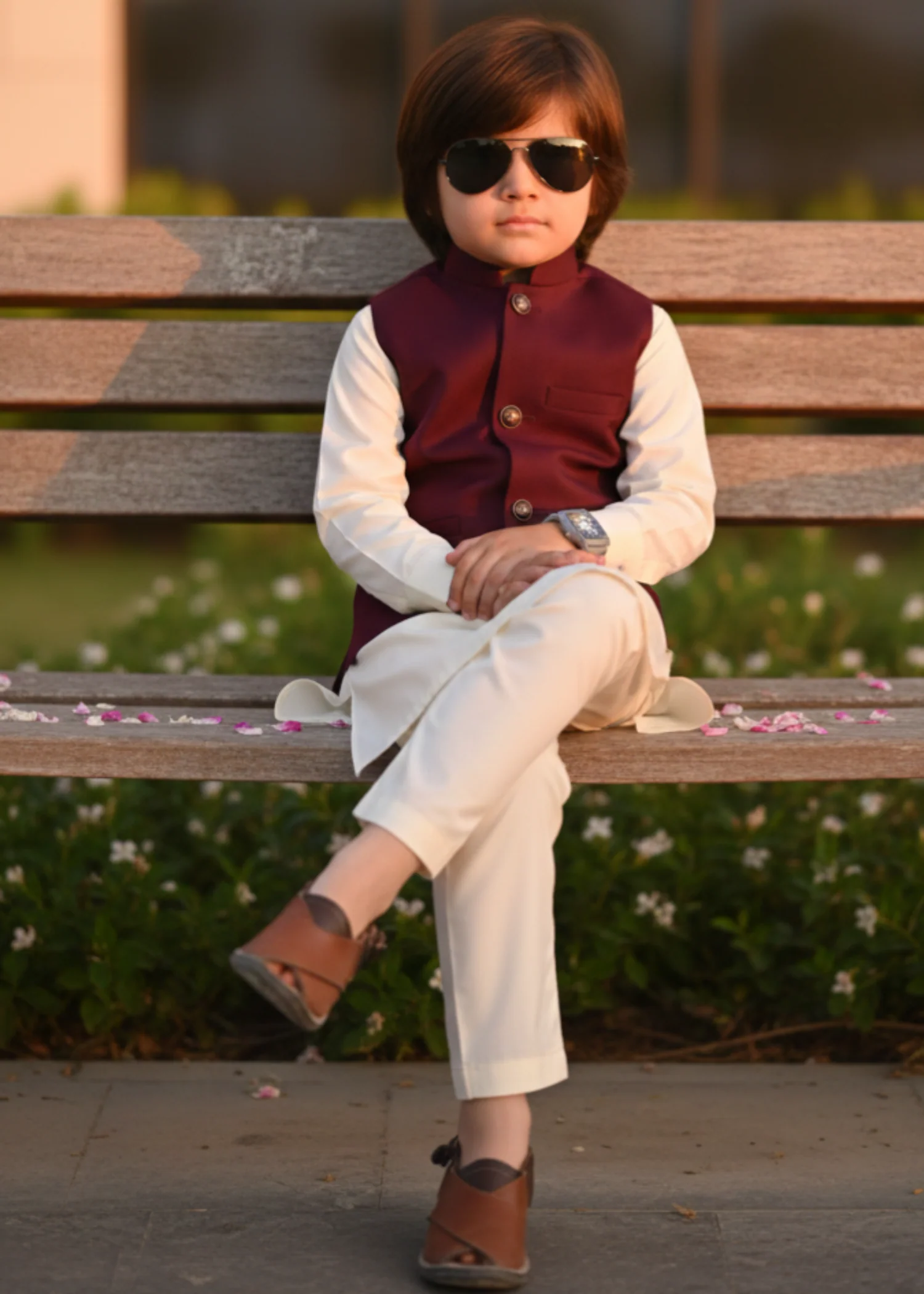 suiting Waistcoat in Maroon - view 4
