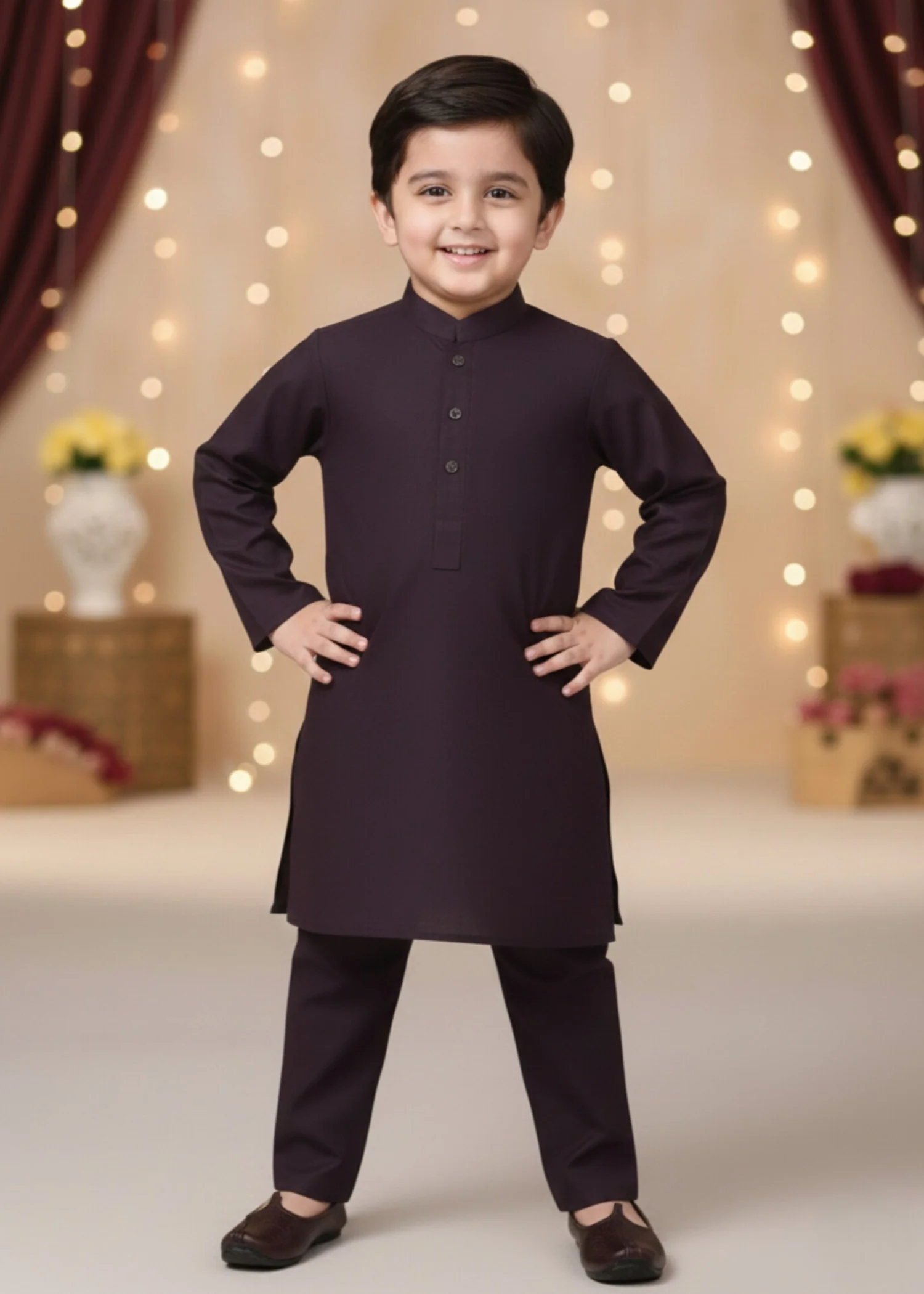 wash & wear Kurta Set in Coffee brown