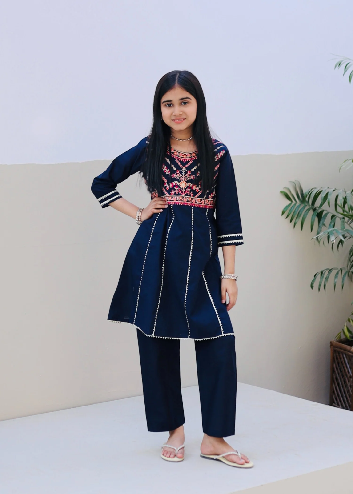 cotton Short Frock in Navy blue - view 6