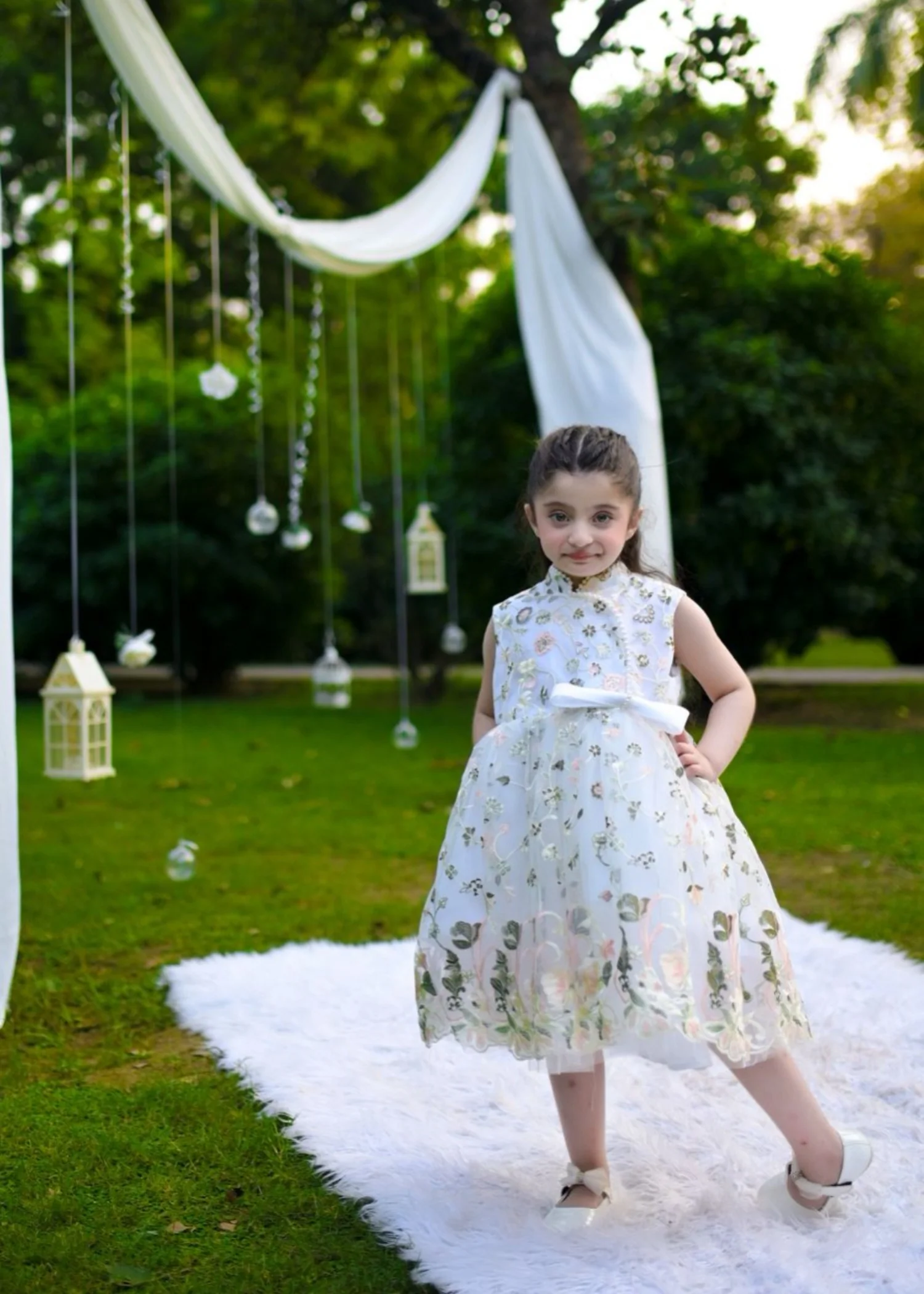 net Frock in White - view 4