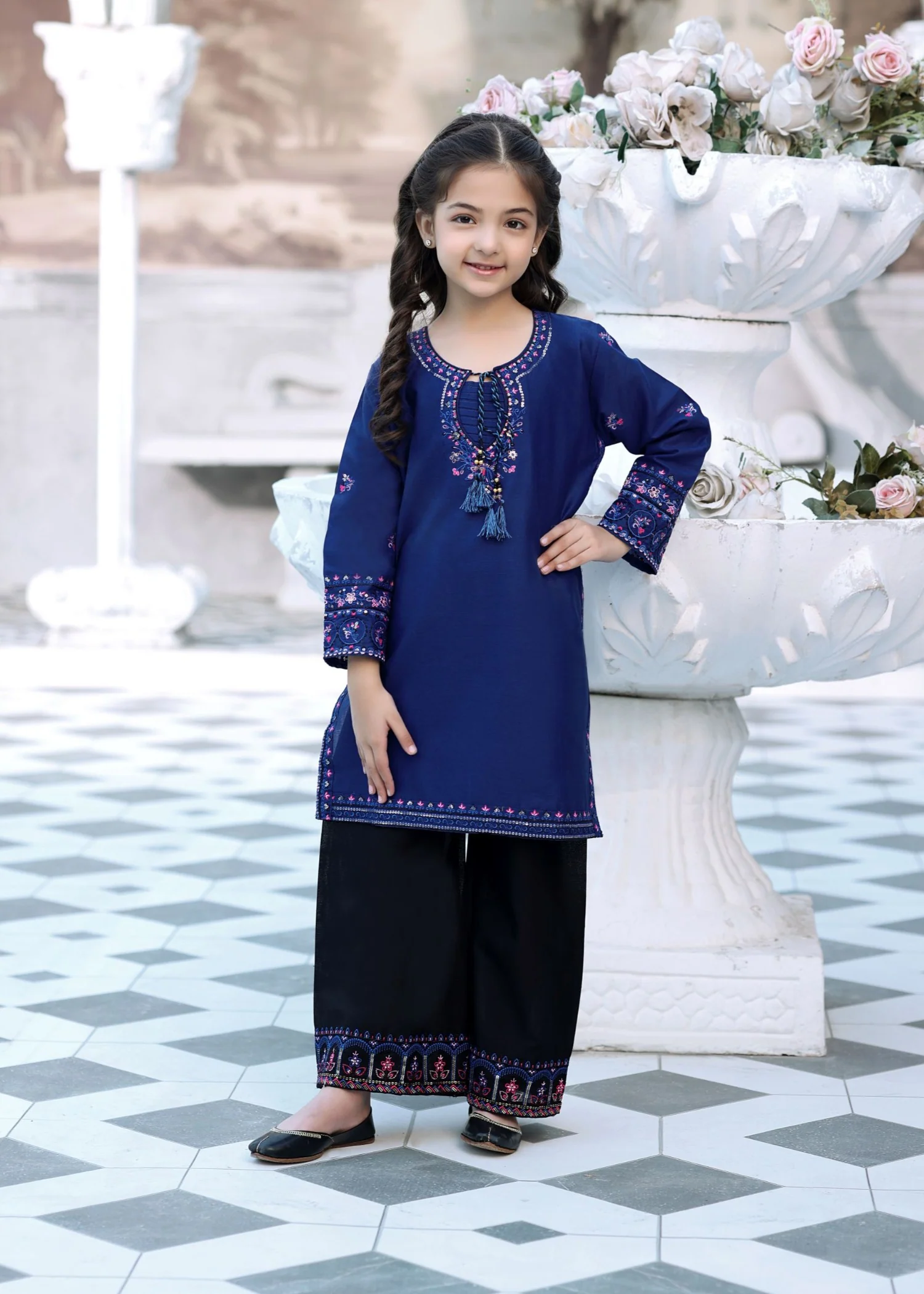 cotton Kurta Set in Dark blue