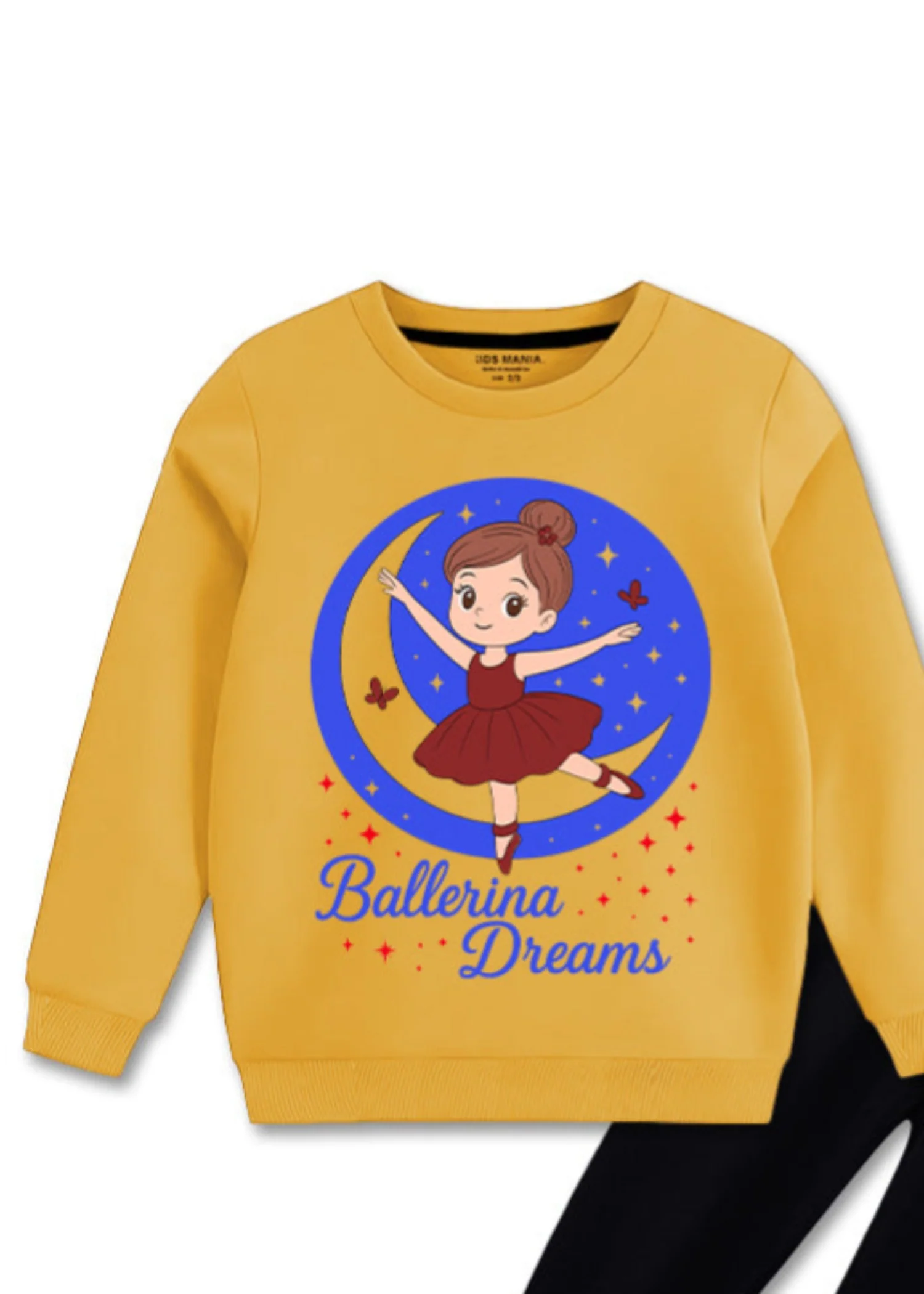 fleece Sweatshirt in Black, mustard - view 2