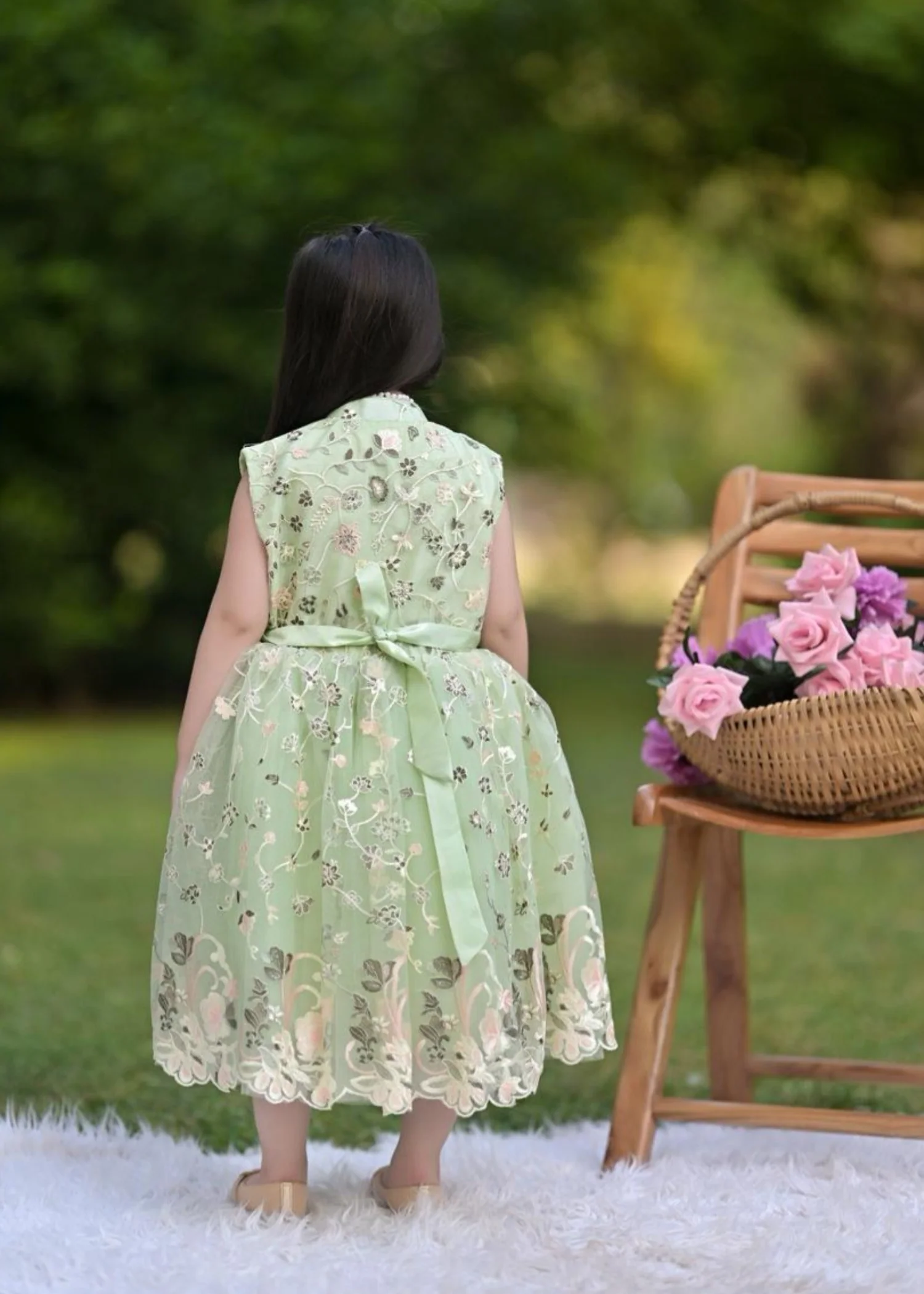 net Frock in Pistachio green - view 7