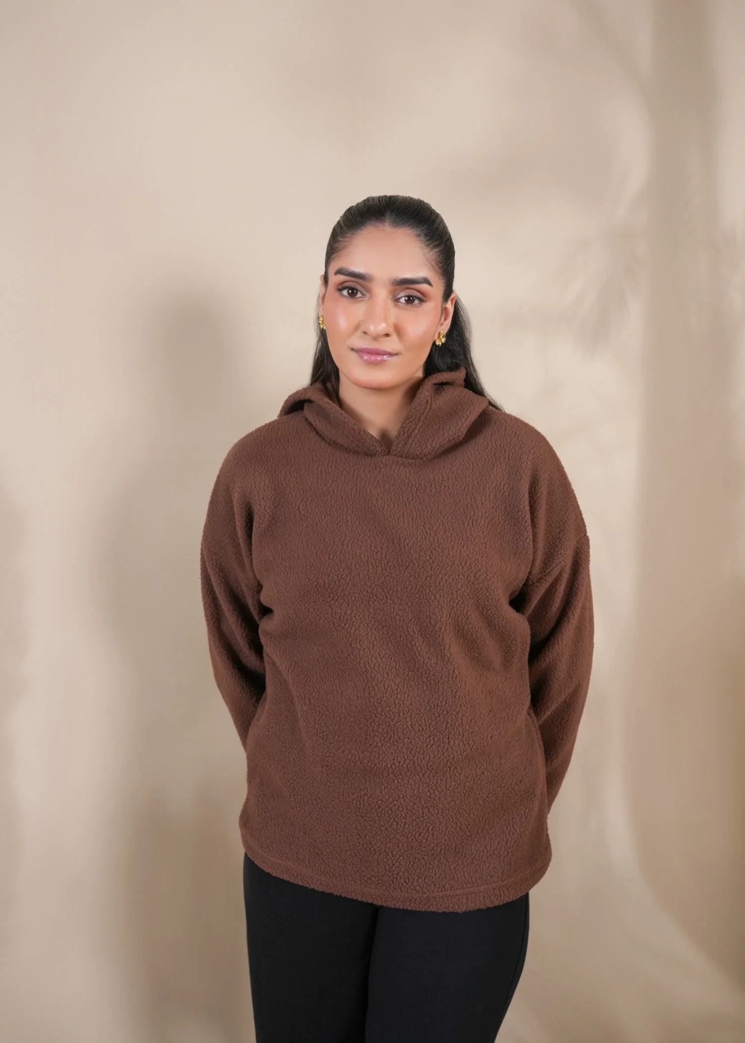 fleece Hoodie in Brown