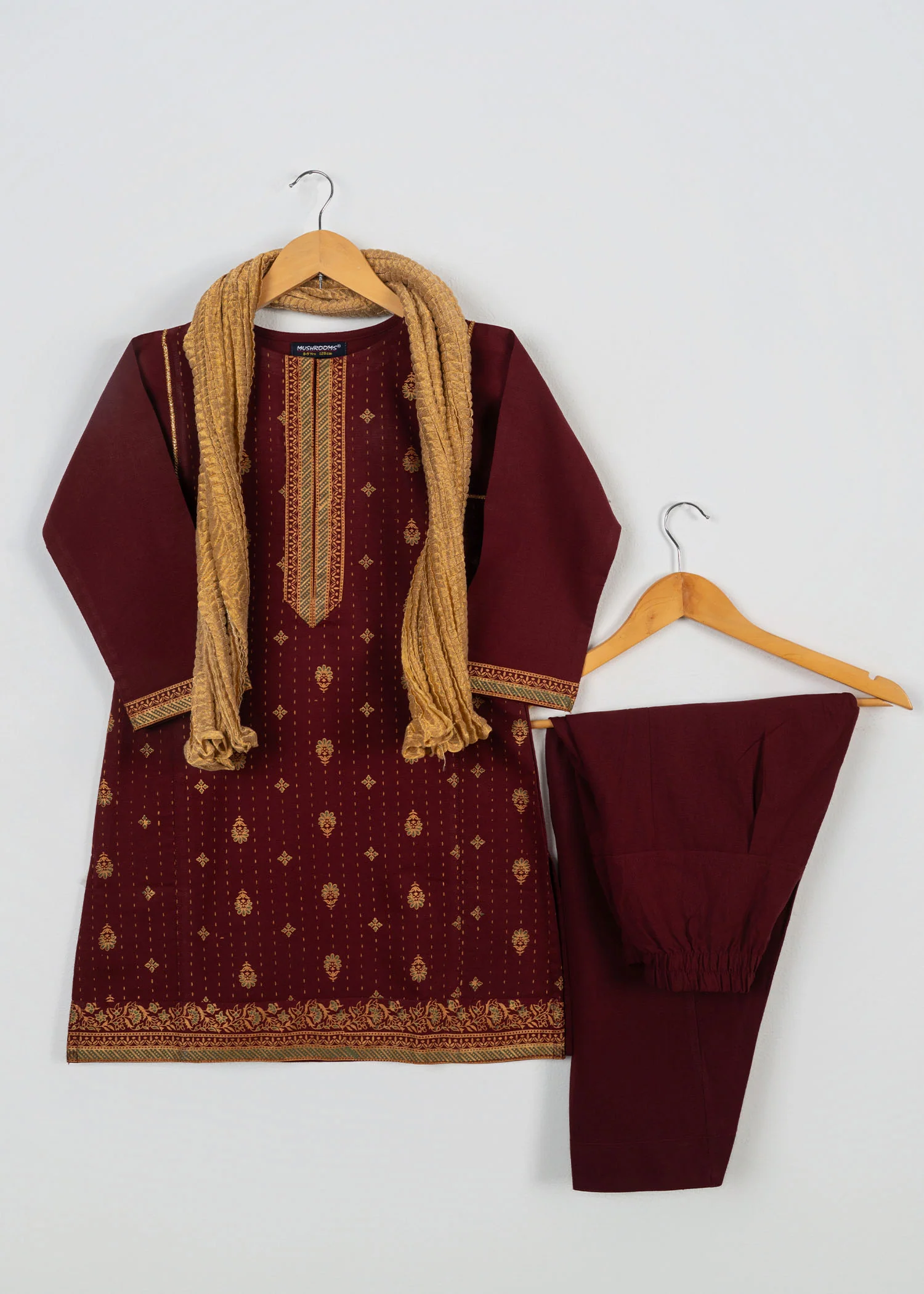 khaddar Kurta Set in Maroon